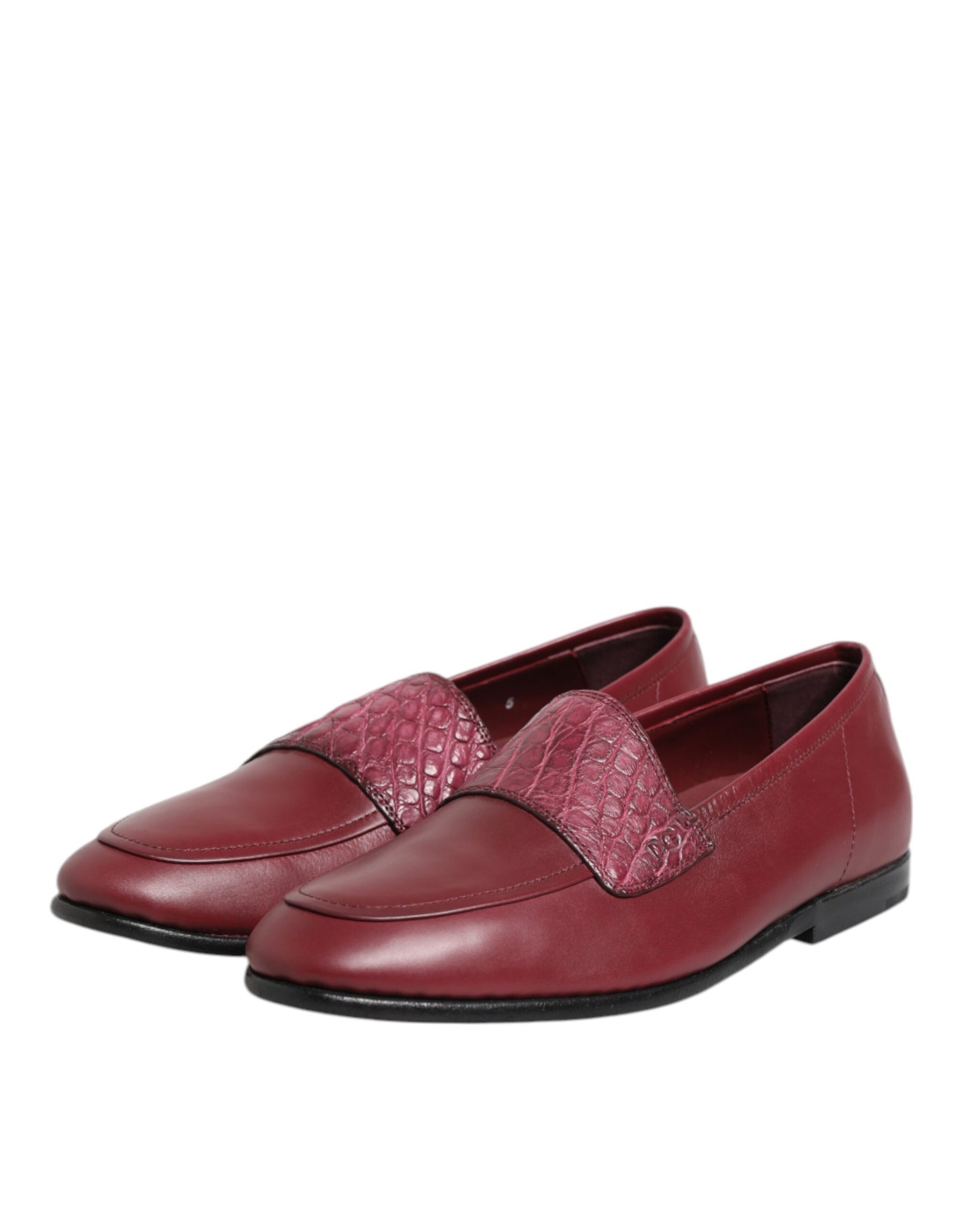 Dolce & Gabbana Burgundy Leather Formal Slip On Shoes | Regal Royce