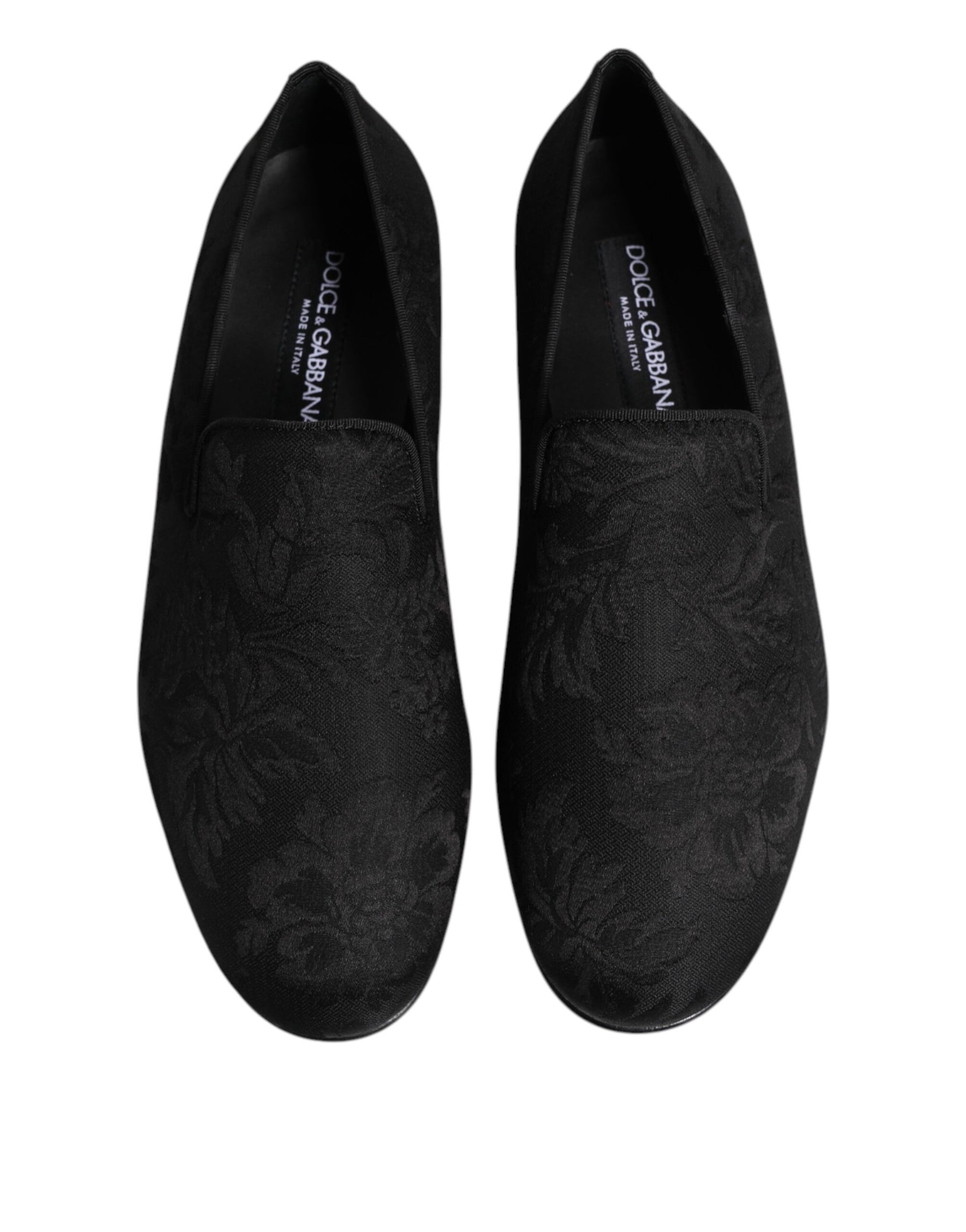 Dolce & Gabbana Black Floral Brocade Loafers Men Dress Shoes | Regal Royce