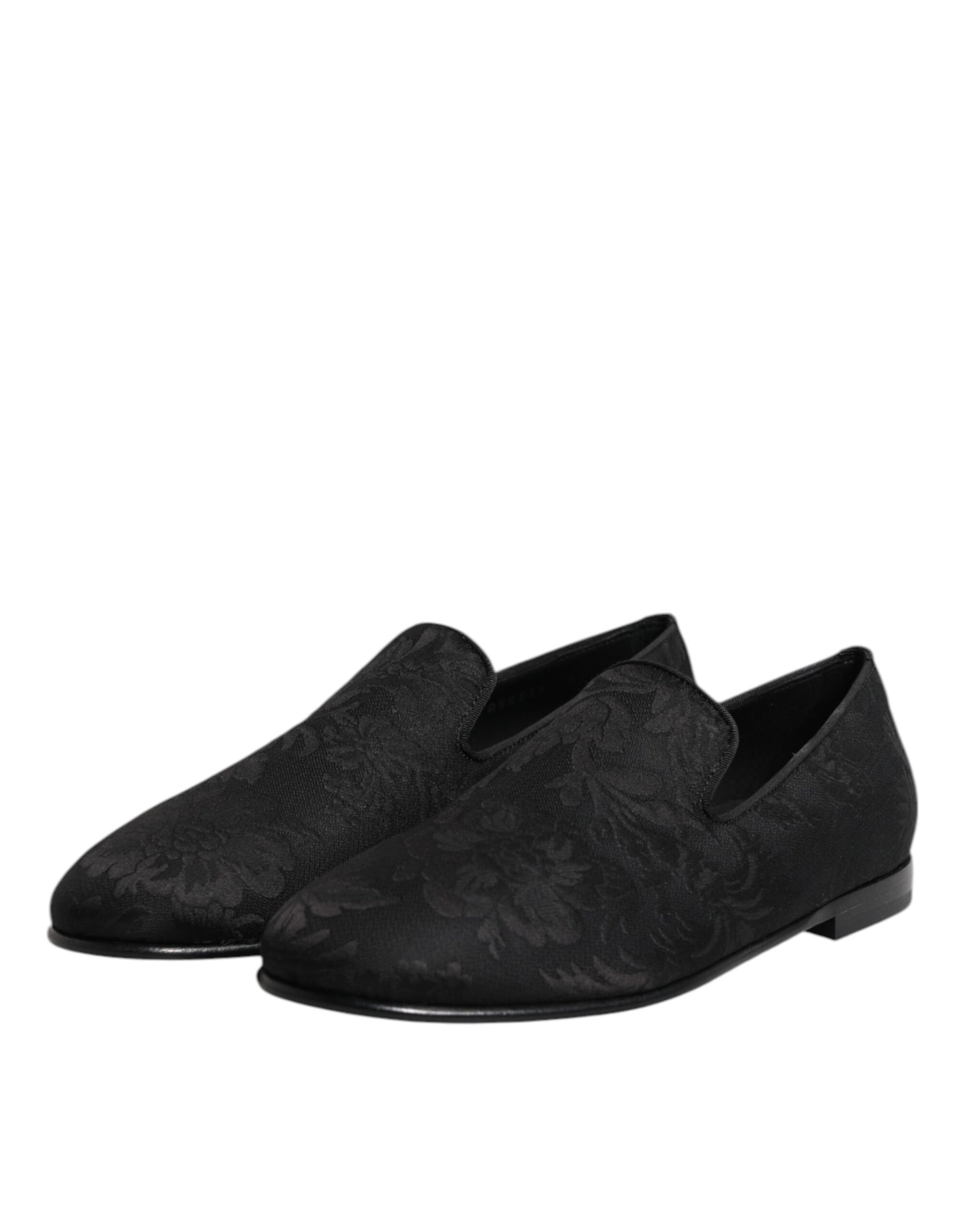 Dolce & Gabbana Black Floral Brocade Loafers Men Dress Shoes | Regal Royce