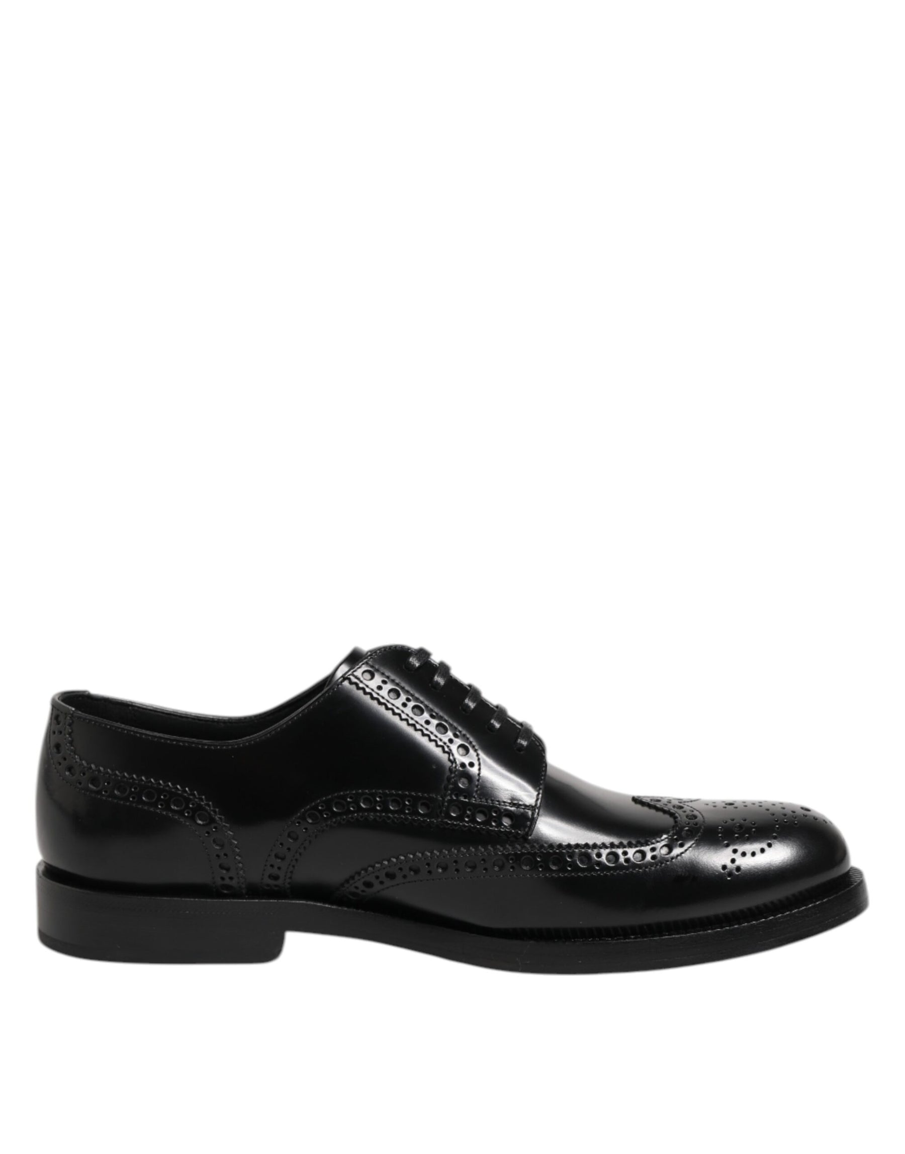 Dolce & Gabbana Black Leather Derby Wingtip Formal Shoes | Regal Royce