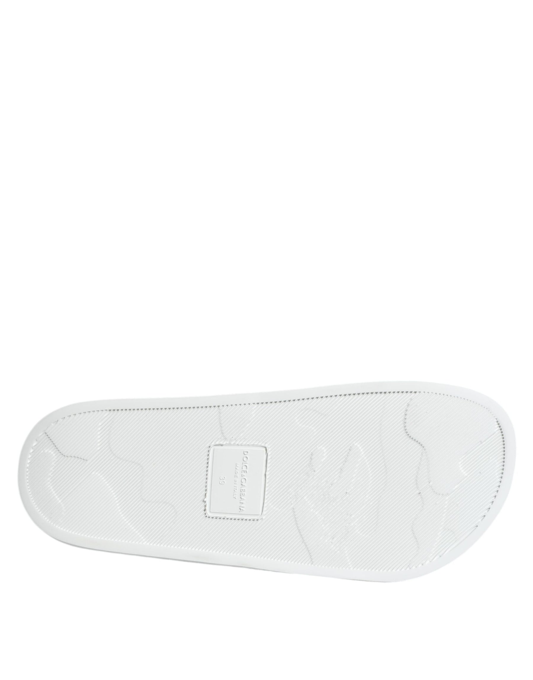 Dolce & Gabbana White Black Leather Sandals Beachwear Shoes | Regal Royce