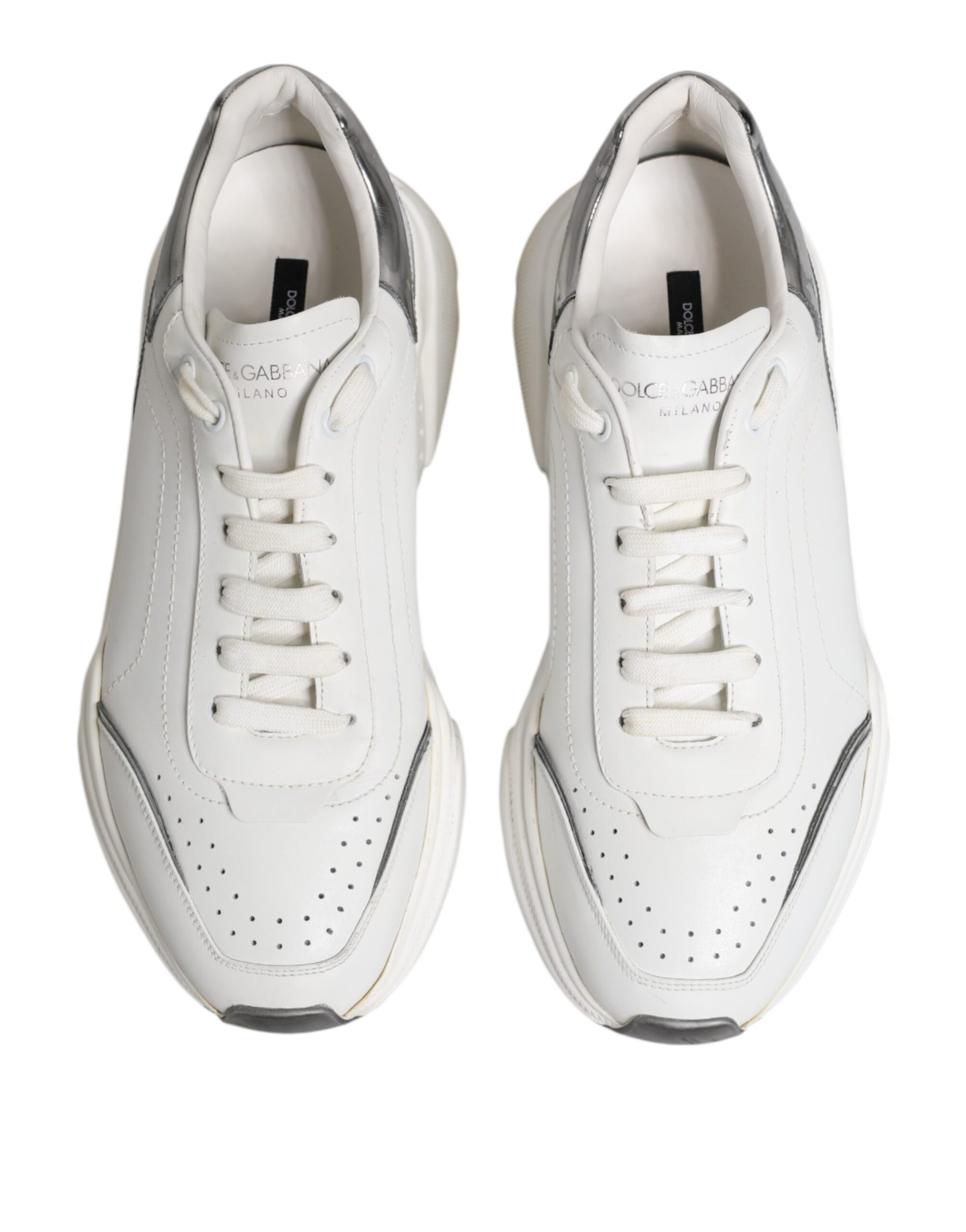 Dolce & Gabbana White Daymaster Leather Low Top Sneakers Shoes | Regal Royce