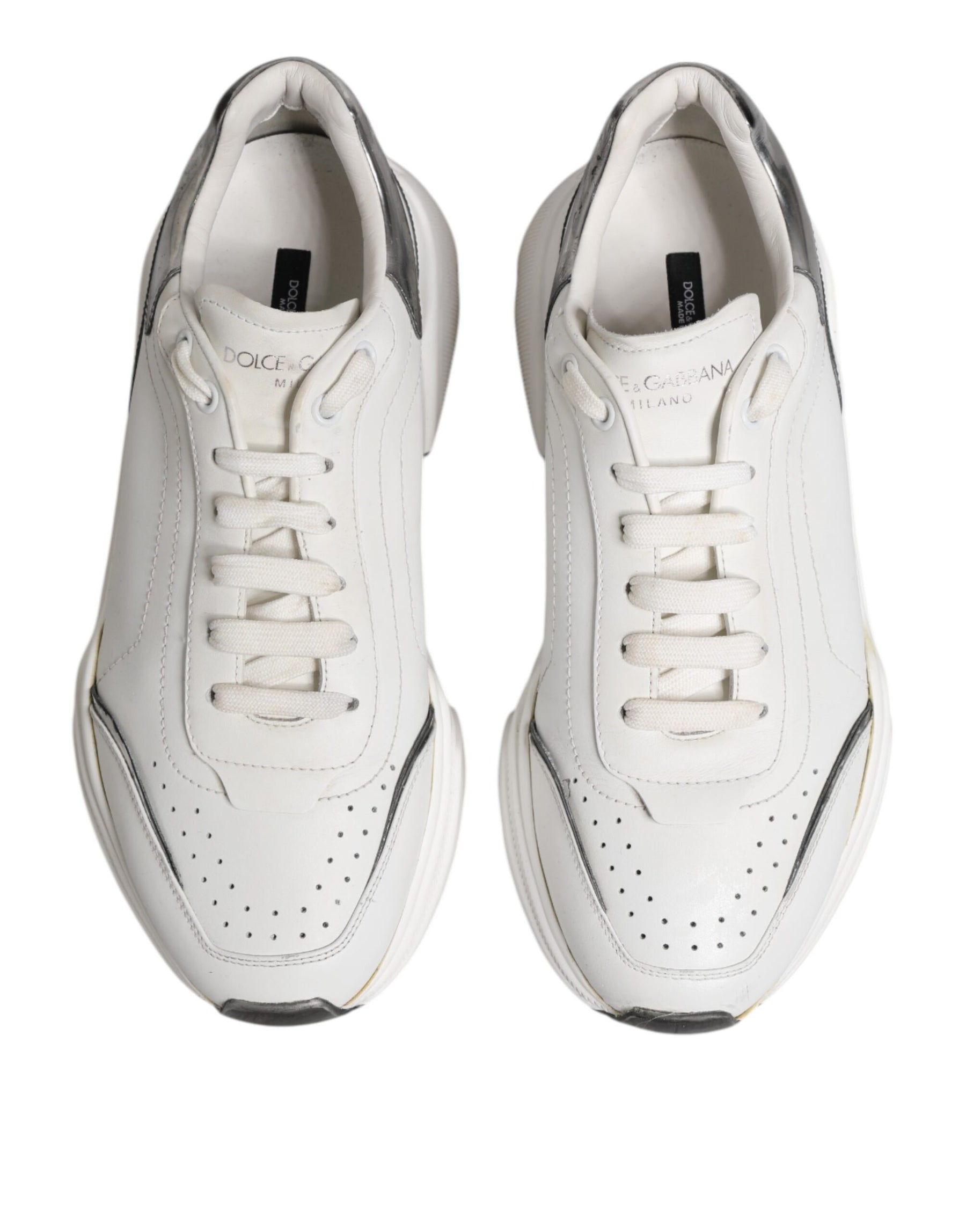 Dolce & Gabbana White Daymaster Leather Low Top Sneakers Shoes | Regal Royce