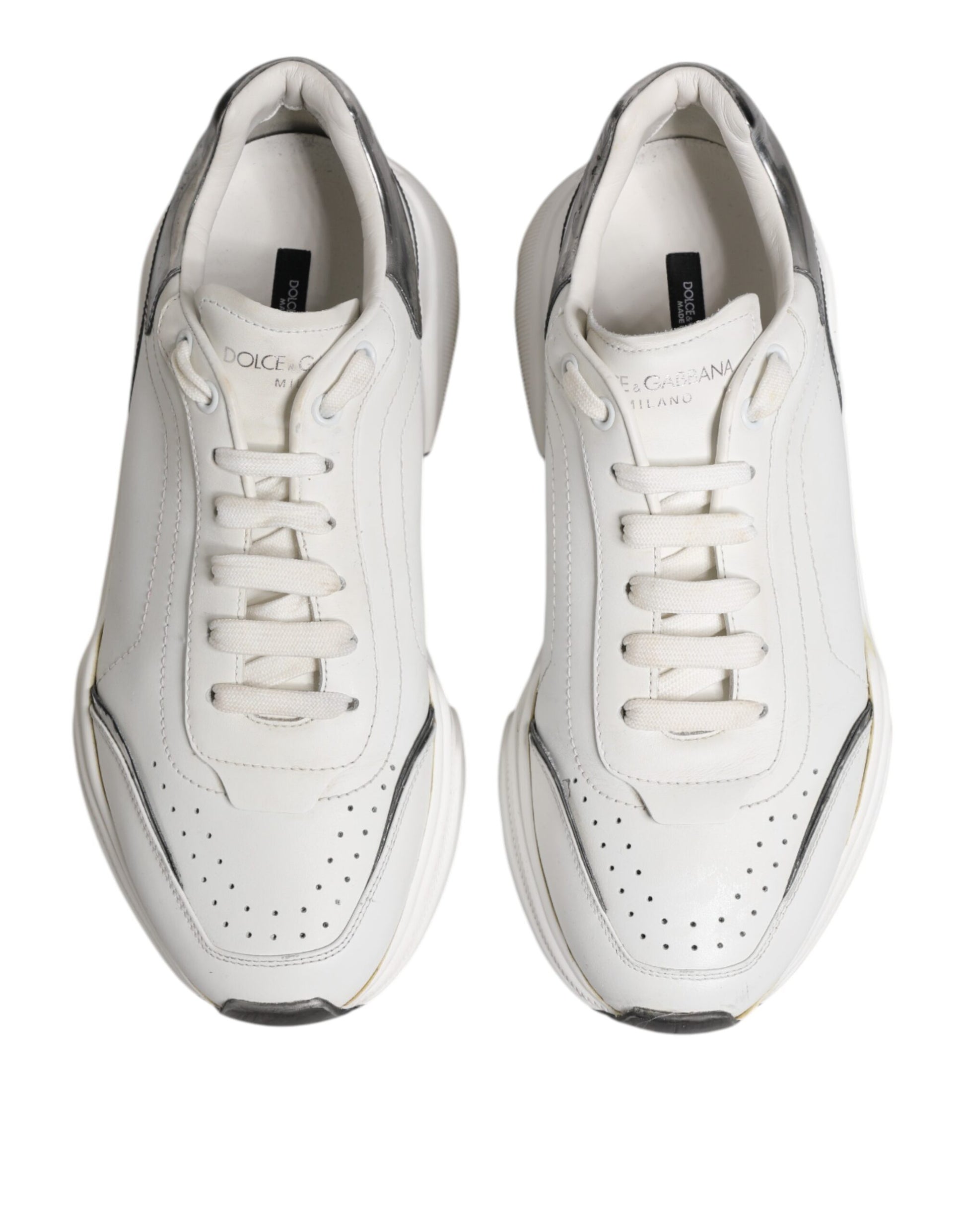 Dolce & Gabbana White Daymaster Leather Low Top Sneakers Shoes
