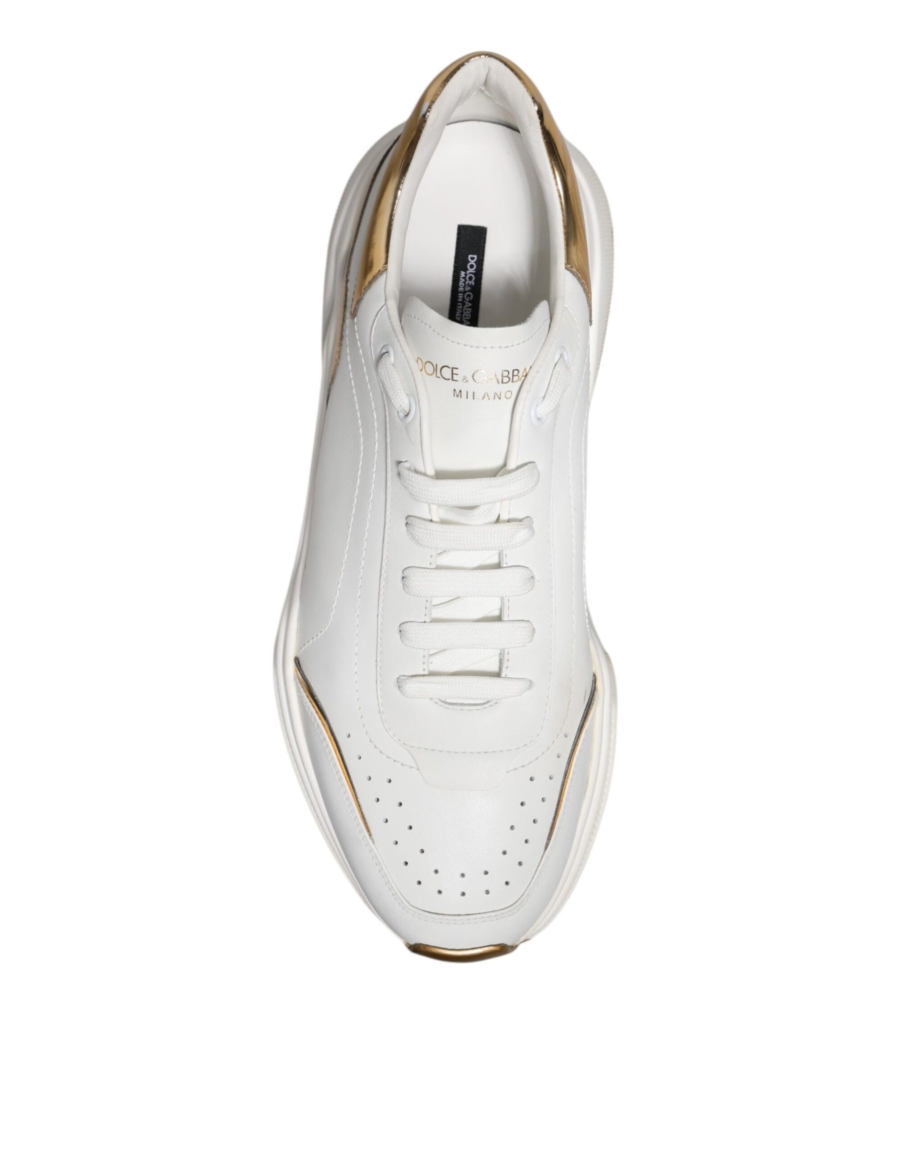 Dolce & Gabbana White Daymaster Leather Low Top Sneakers Shoes | Regal Royce