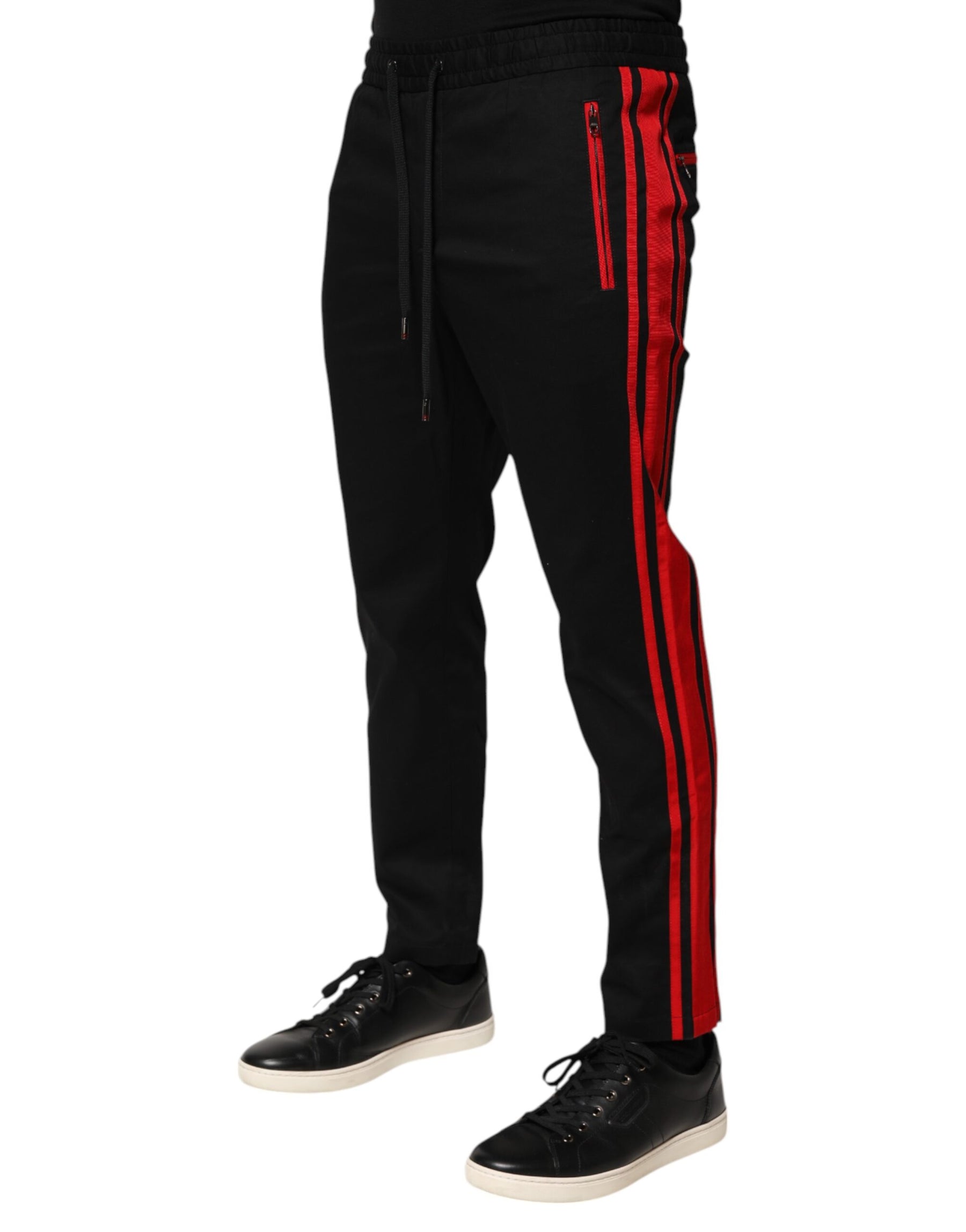 Dolce & Gabbana Red Stripe Cotton Logo Jogger Sweatpants Pants | Regal Royce
