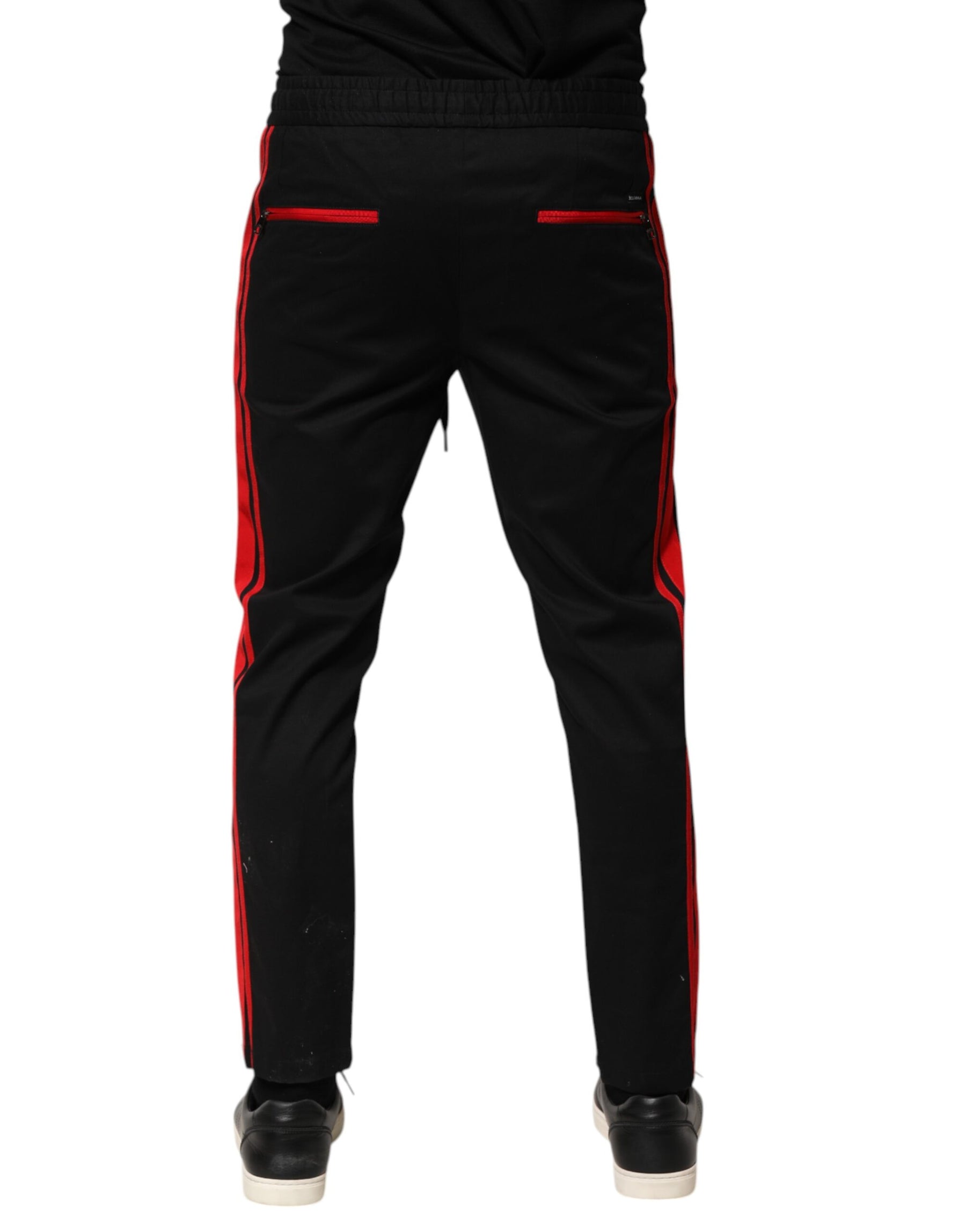 Dolce & Gabbana Red Stripe Cotton Logo Jogger Sweatpants Pants | Regal Royce