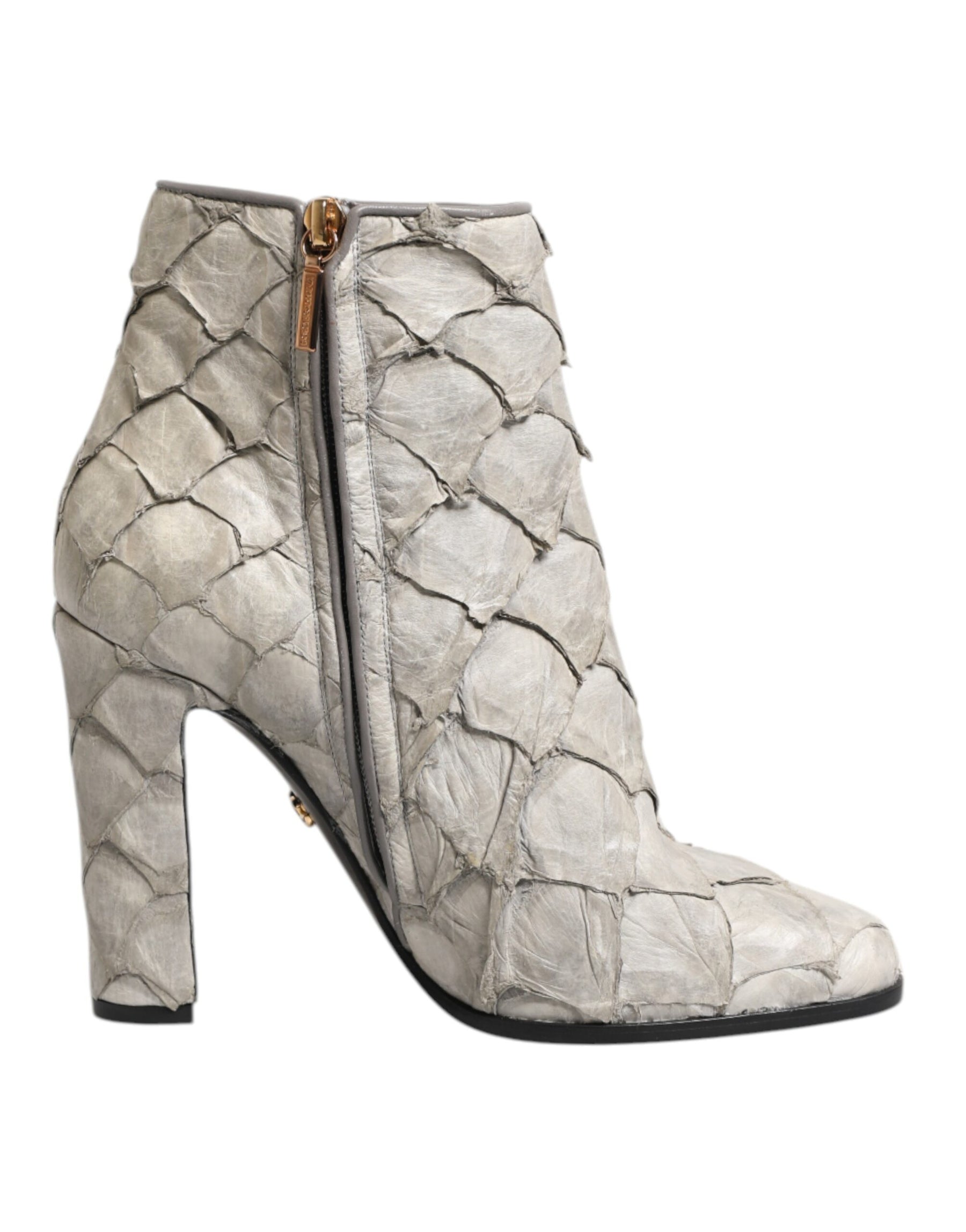 Dolce & Gabbana Off White Leather Heels Ankle Boots Shoes | Regal Royce