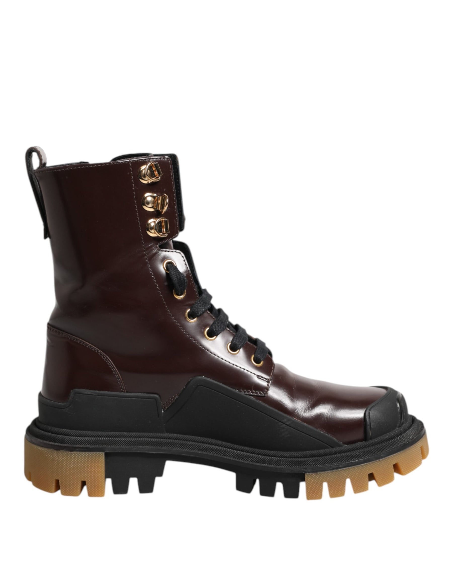 Dolce & Gabbana Maroon Leather Mid Calf Biker Boots Shoes | Regal Royce