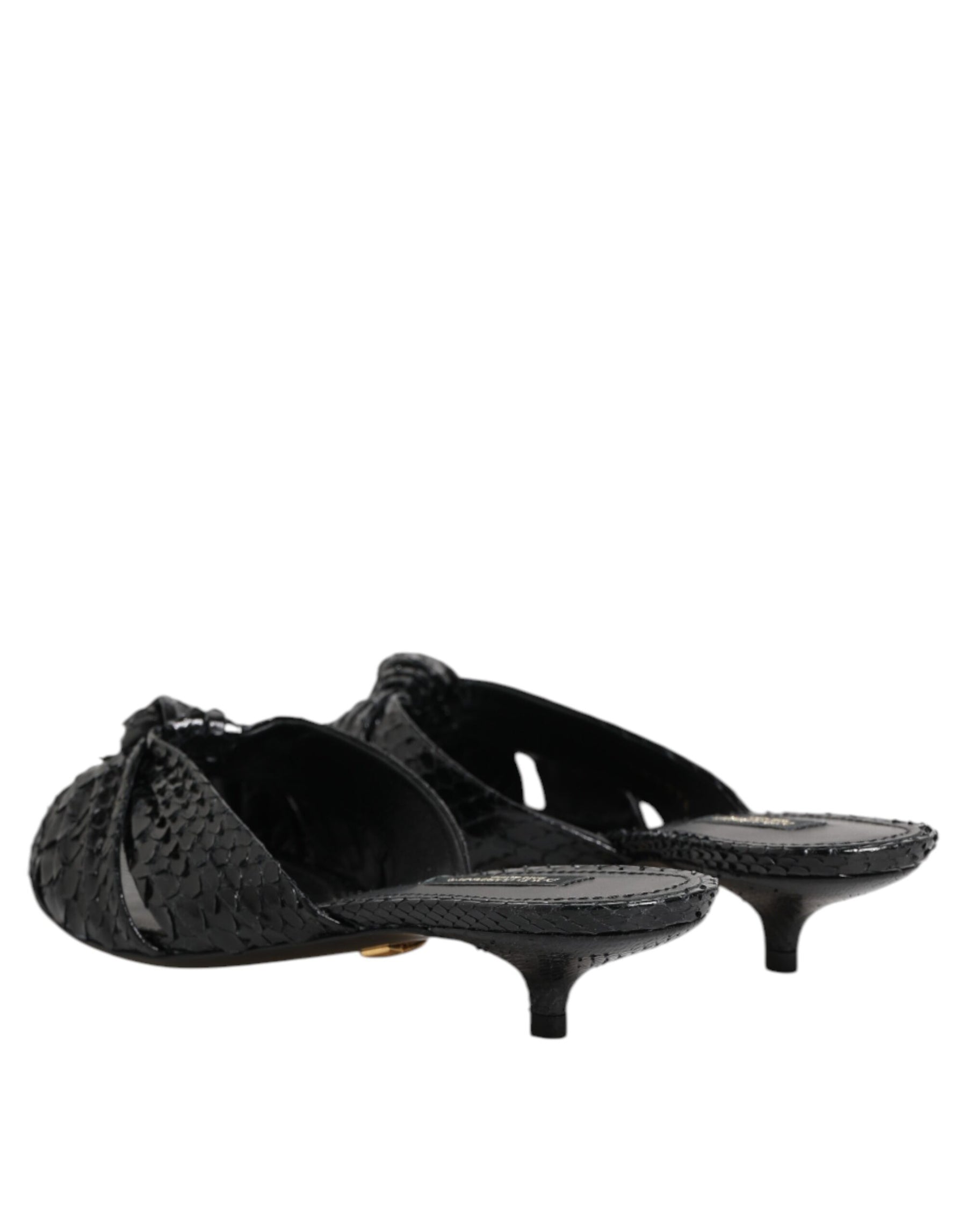Dolce & Gabbana Black Leather Heels Slides Sandals Shoes | Regal Royce