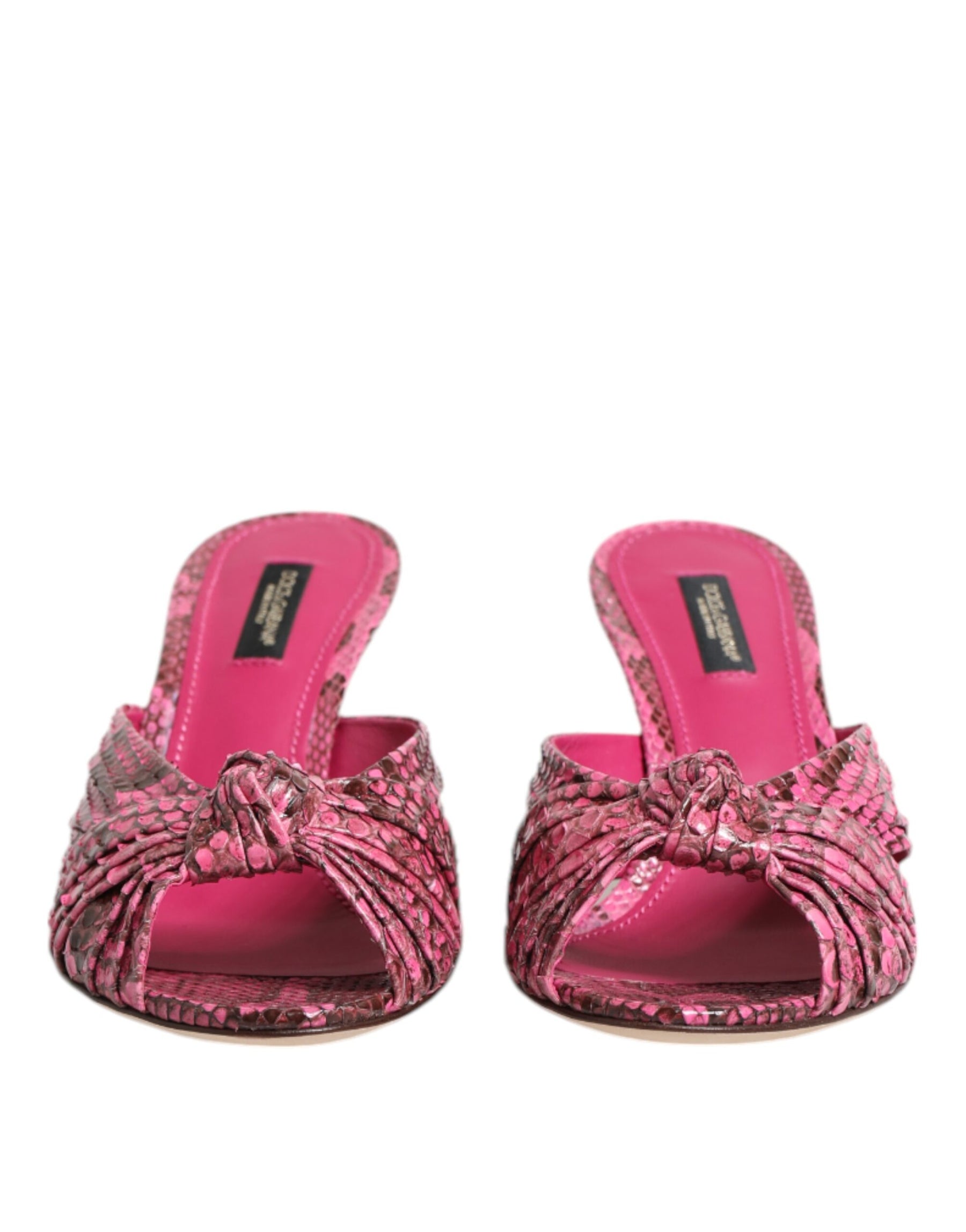Dolce & Gabbana Pink Leather Heels Slides Sandals Shoes | Regal Royce