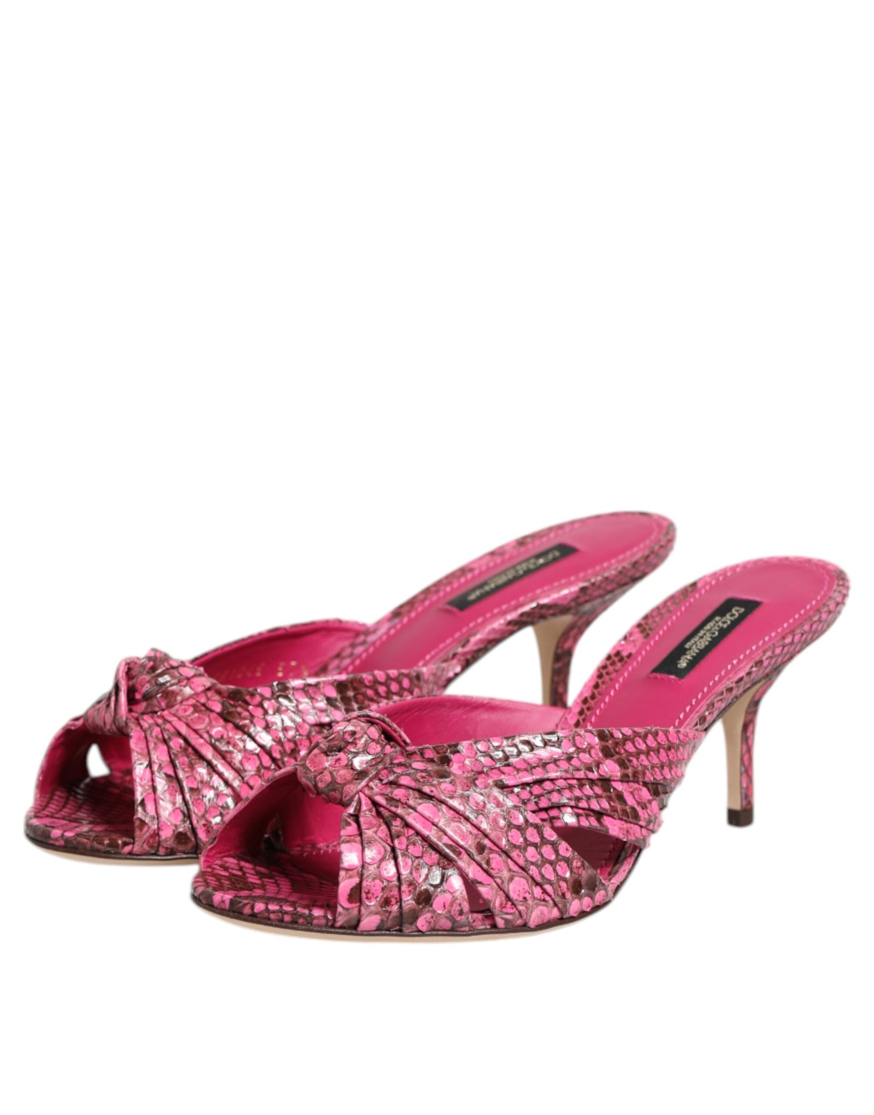 Dolce & Gabbana Pink Leather Heels Slides Sandals Shoes | Regal Royce