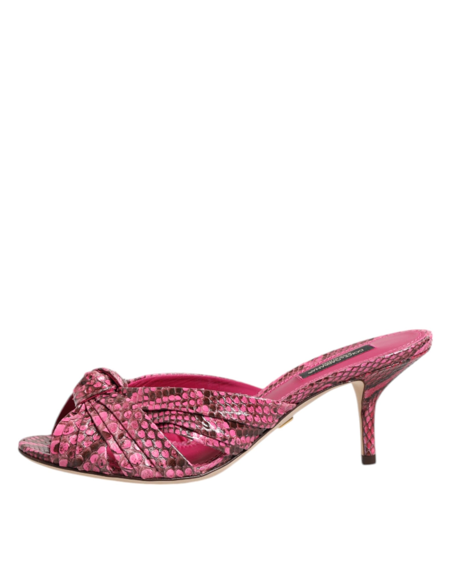 Dolce & Gabbana Pink Leather Heels Slides Sandals Shoes | Regal Royce