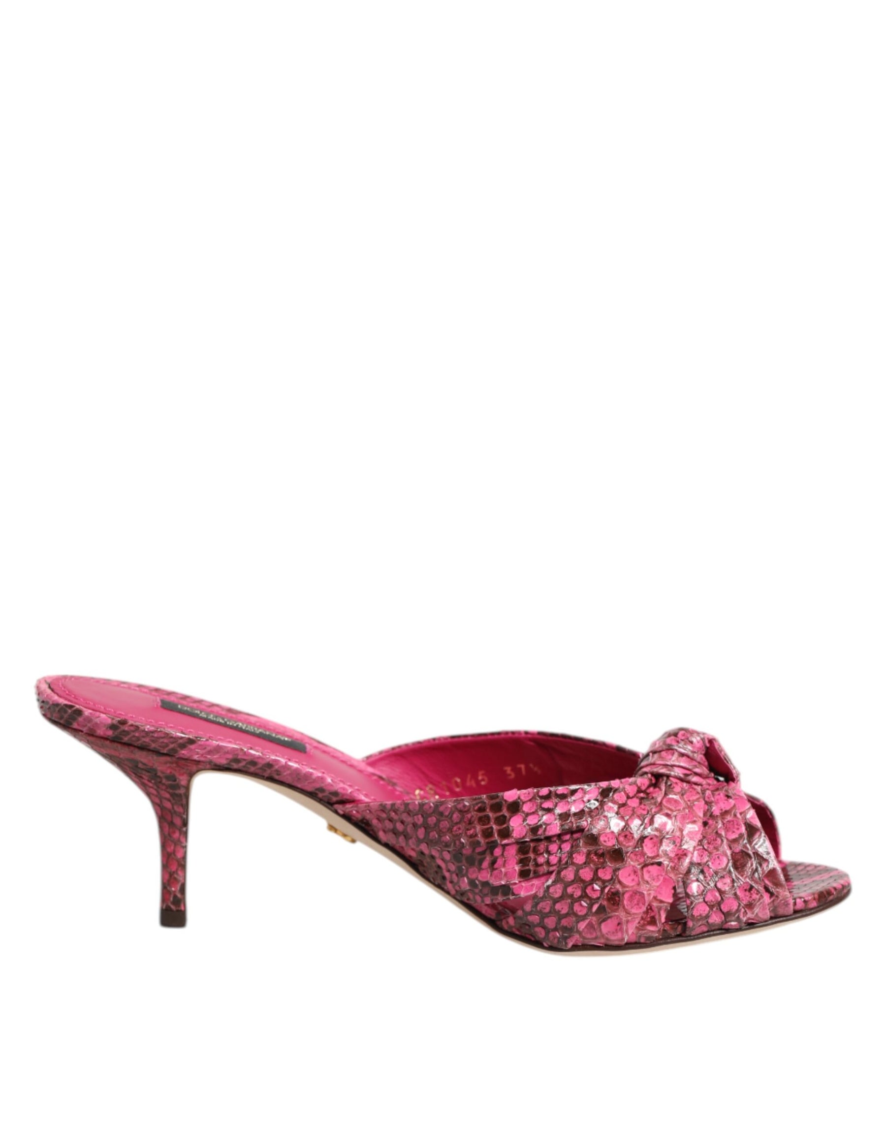 Dolce & Gabbana Pink Leather Heels Slides Sandals Shoes | Regal Royce