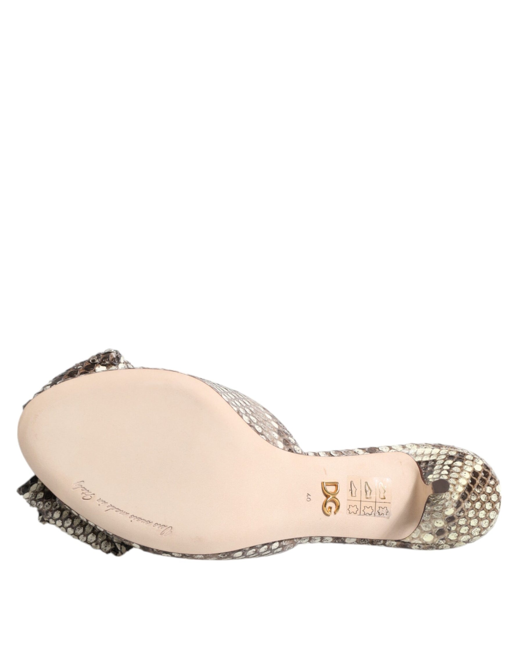 Dolce & Gabbana Multicolor Keira Bow Leather Peep Toe Mules Shoes | Regal Royce