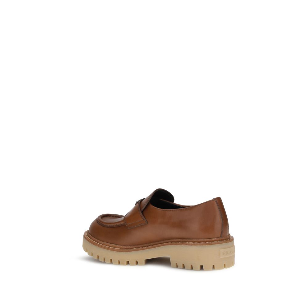 Prada Brown Calf Leather Bos Taurus Slip-On Loafers | Regal Royce