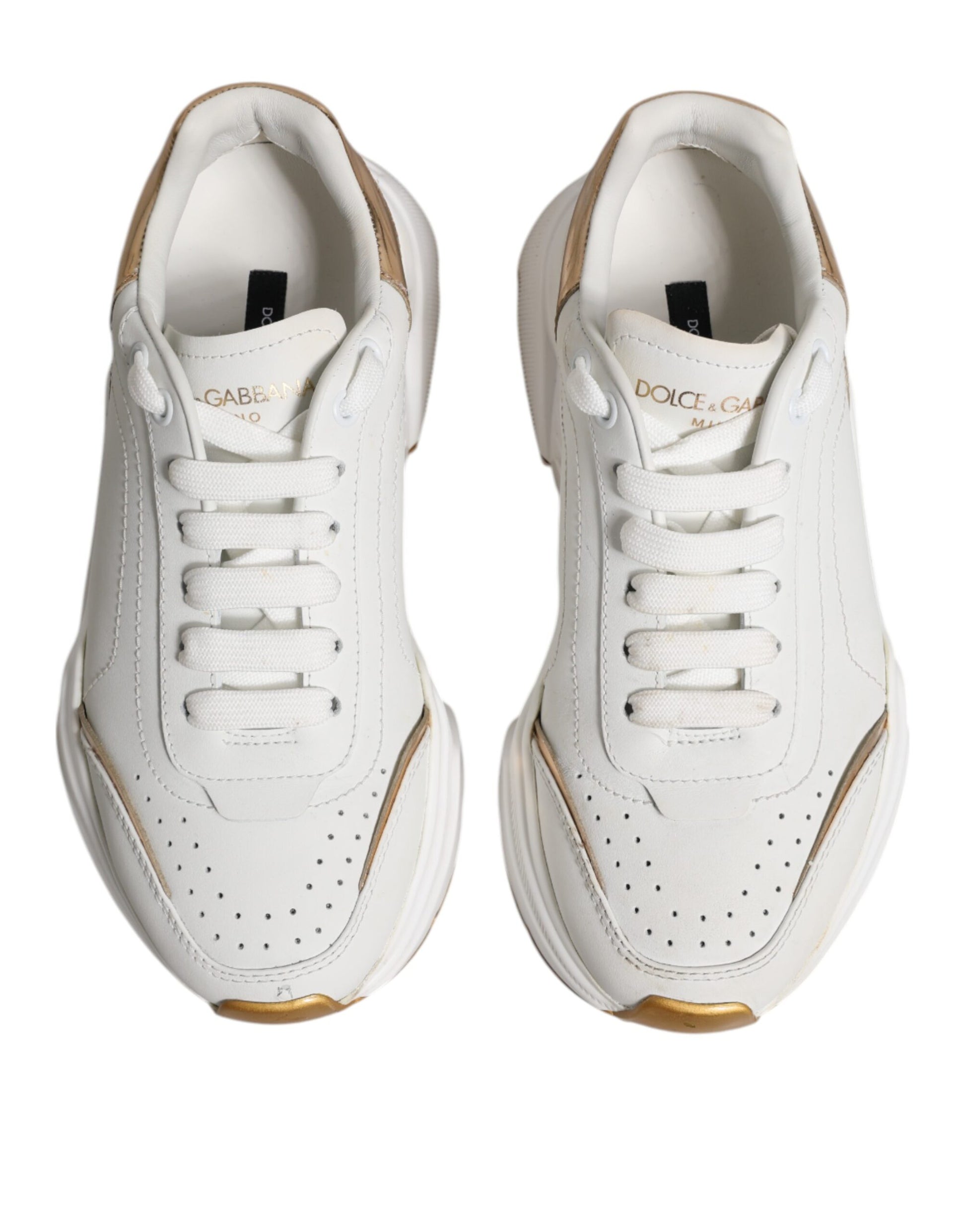 Dolce & Gabbana White Gold Daymaster Low Top Sneakers Shoes