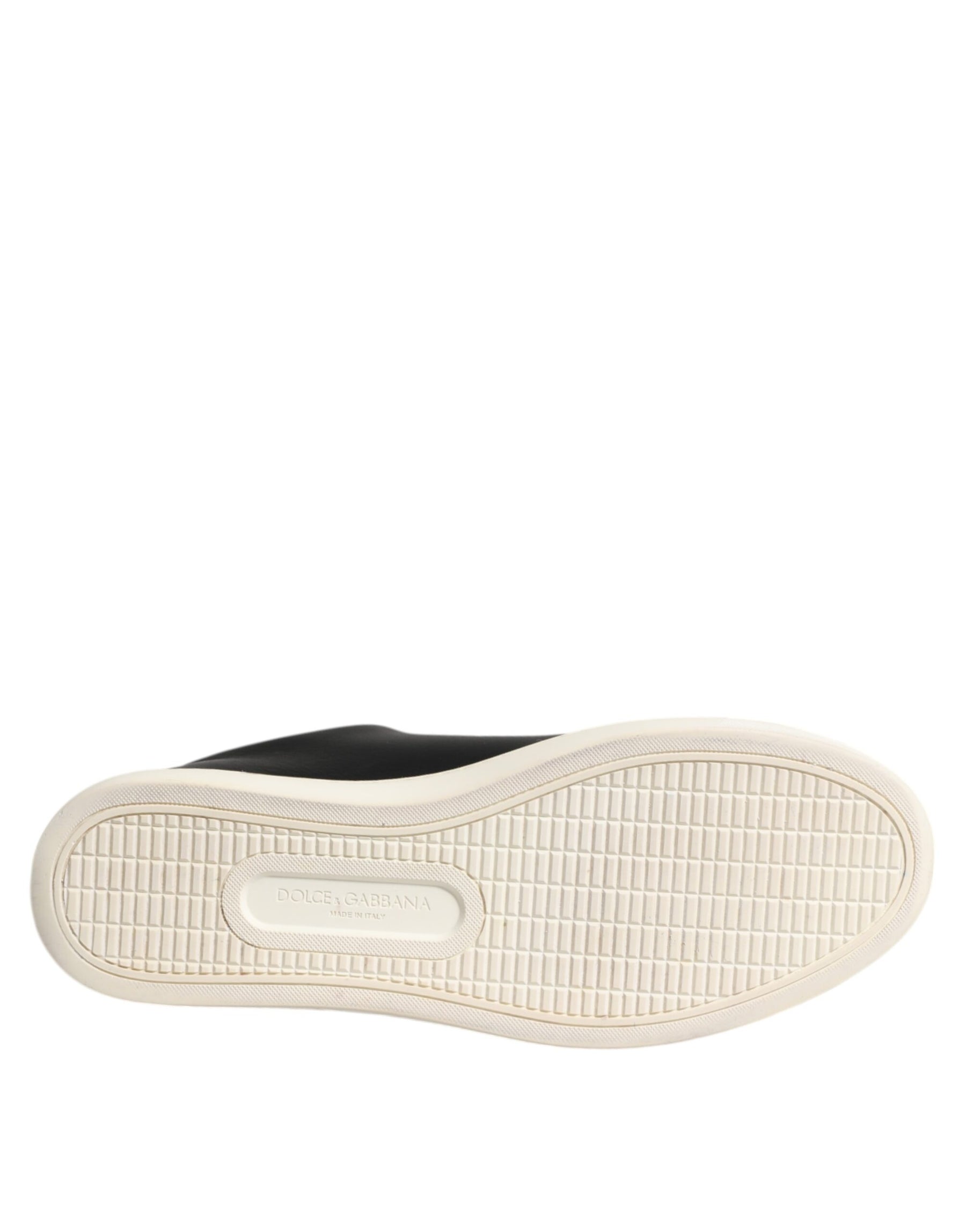 Dolce & Gabbana Black Leather Sacred Heart Sneakers Shoes | Regal Royce