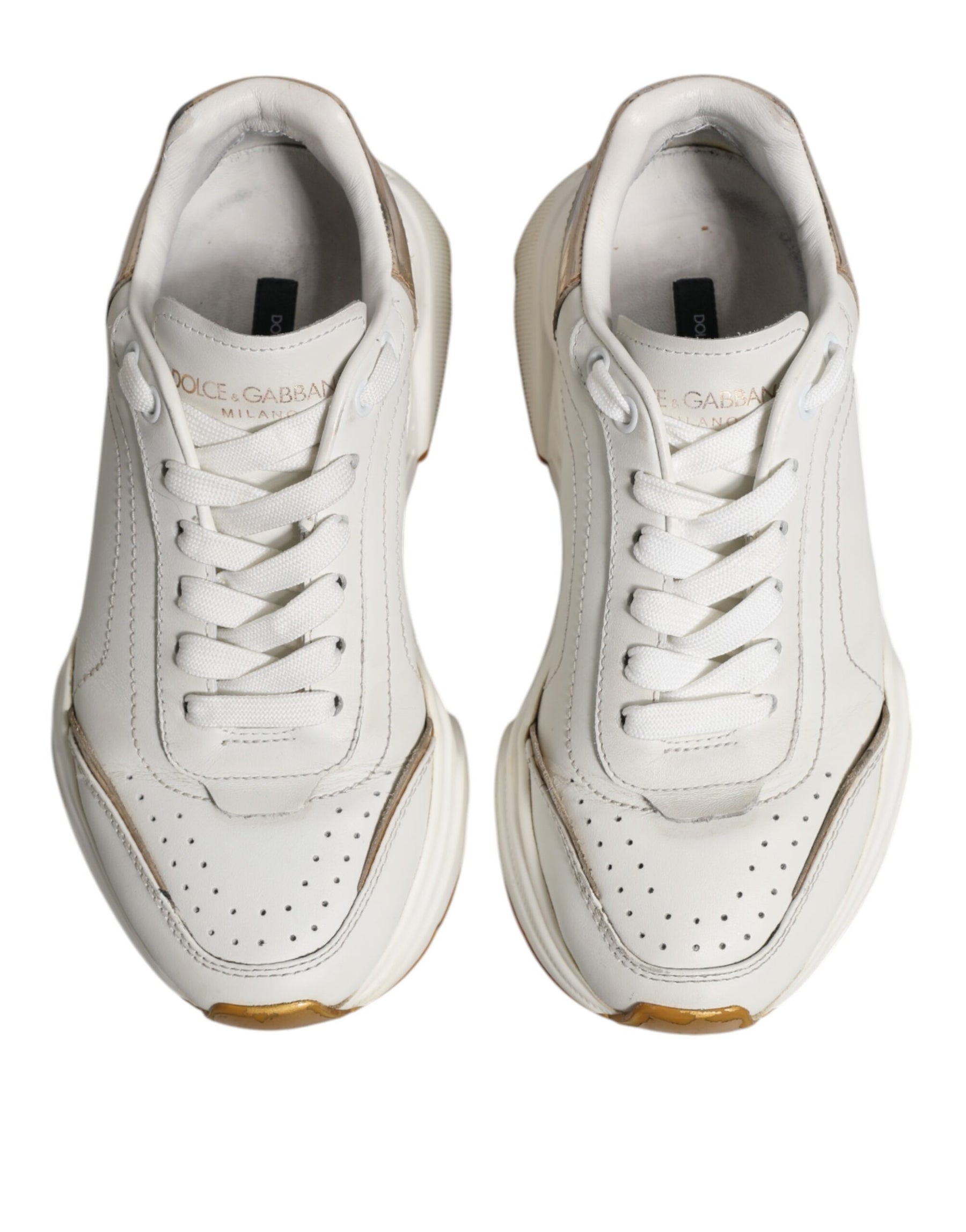Dolce & Gabbana White Gold Daymaster Low Top Sneakers Shoes | Regal Royce