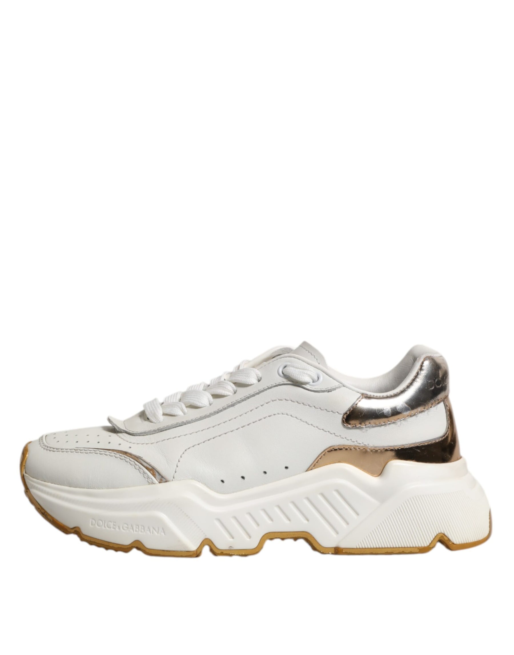Dolce & Gabbana White Gold Daymaster Low Top Sneakers Shoes | Regal Royce