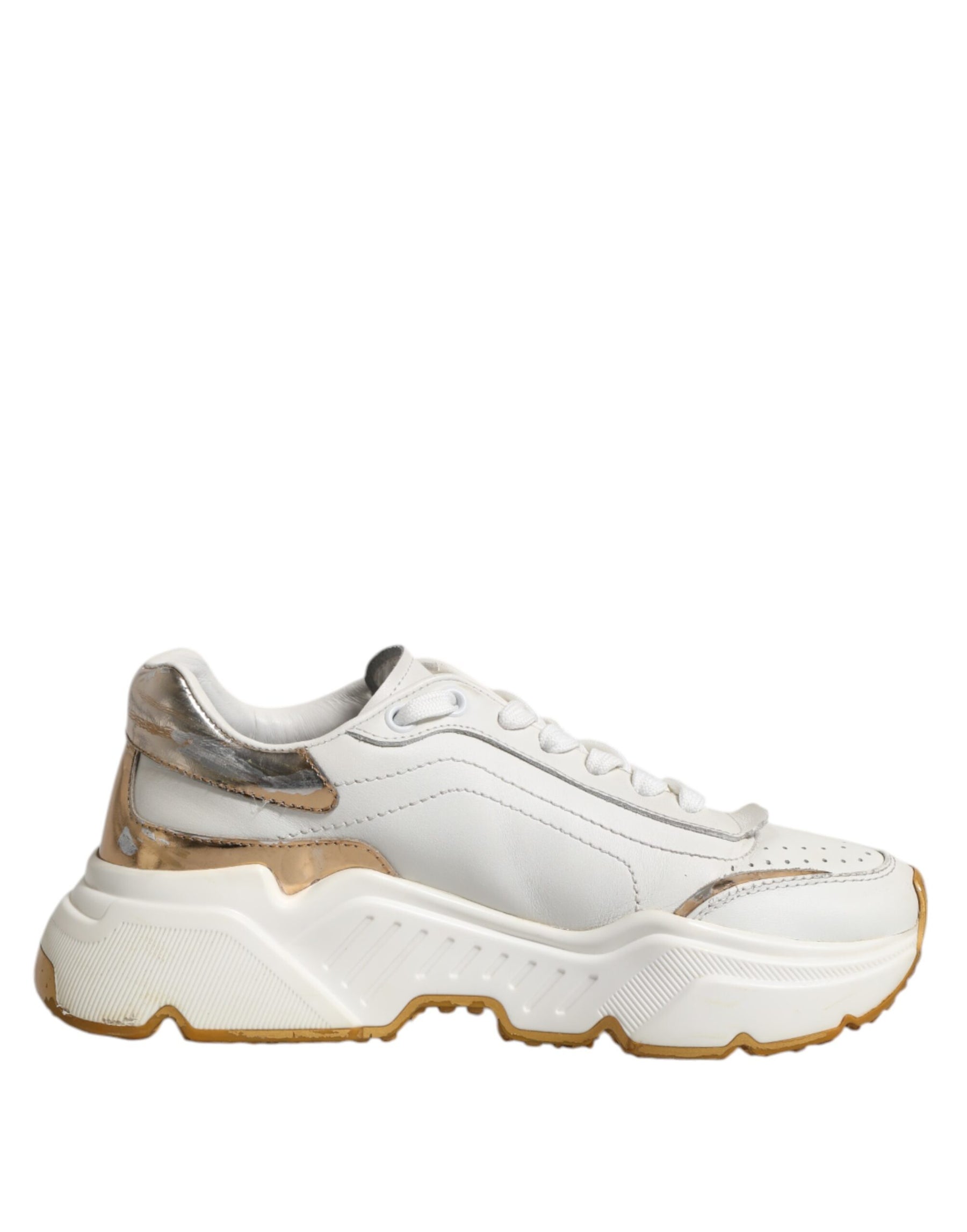 Dolce & Gabbana White Gold Daymaster Low Top Sneakers Shoes | Regal Royce