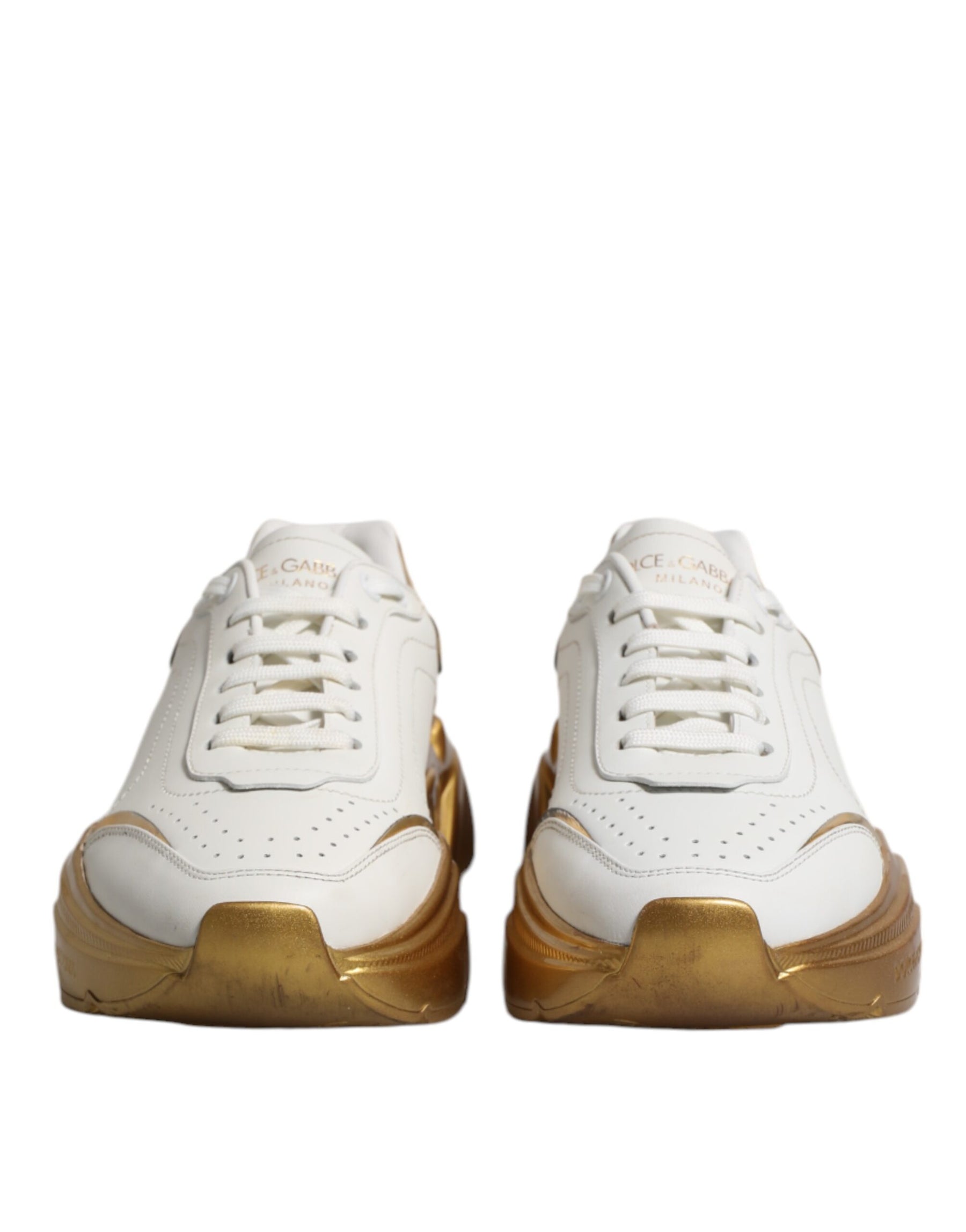 Dolce & Gabbana White Gold Daymaster Low Top Sneakers Shoes | Regal Royce