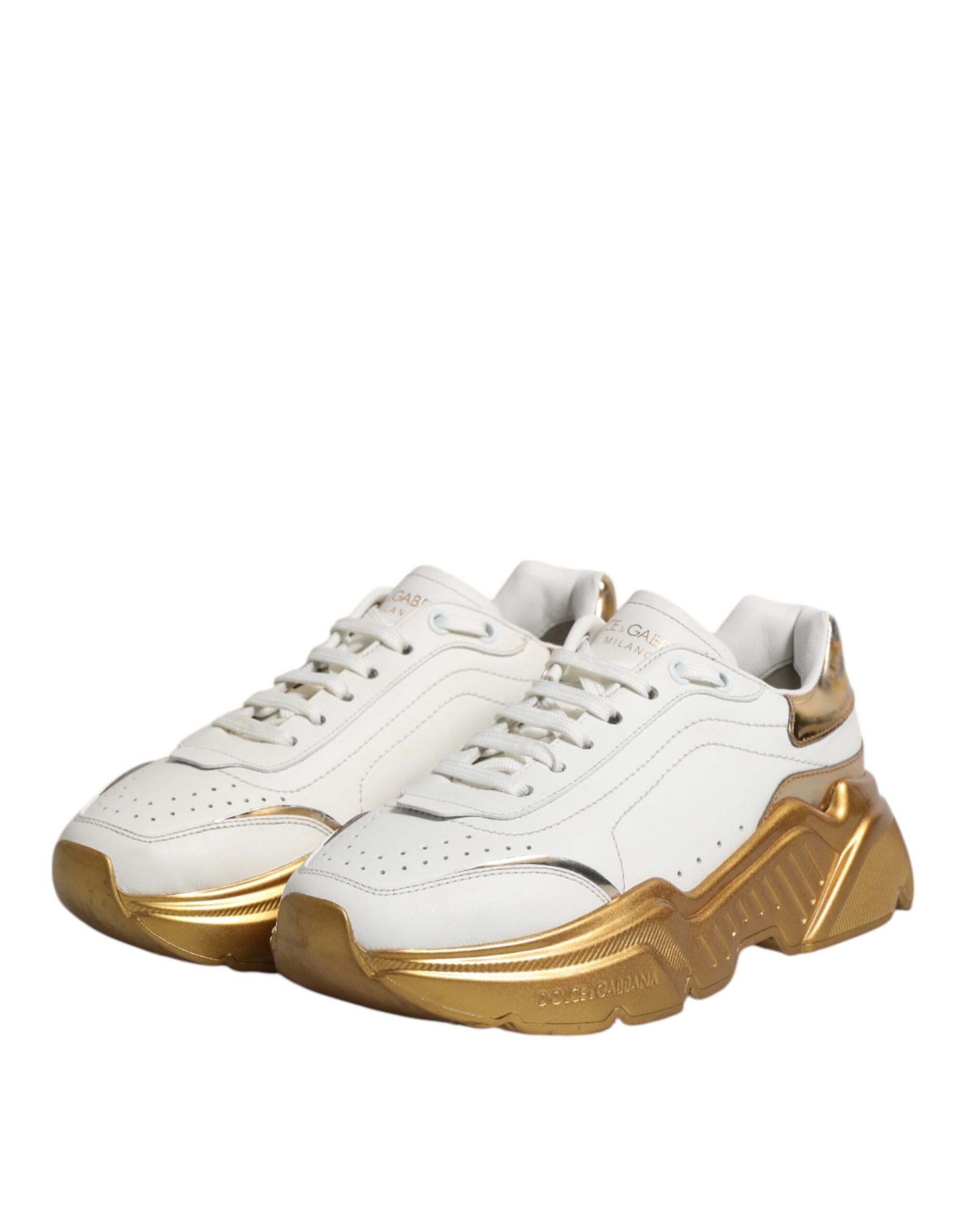 Dolce & Gabbana White Gold Daymaster Low Top Sneakers Shoes | Regal Royce