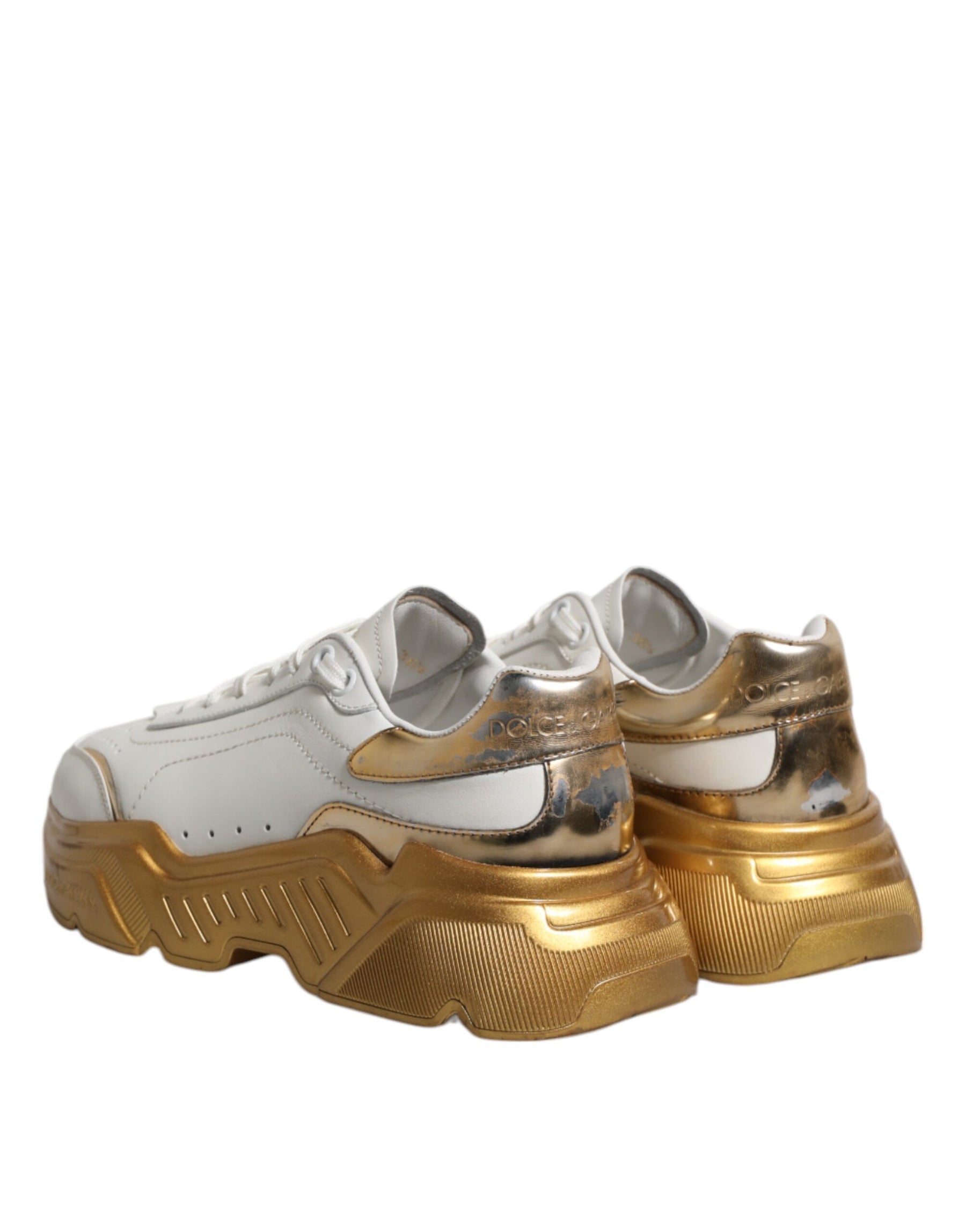 Dolce & Gabbana White Gold Daymaster Low Top Sneakers Shoes | Regal Royce