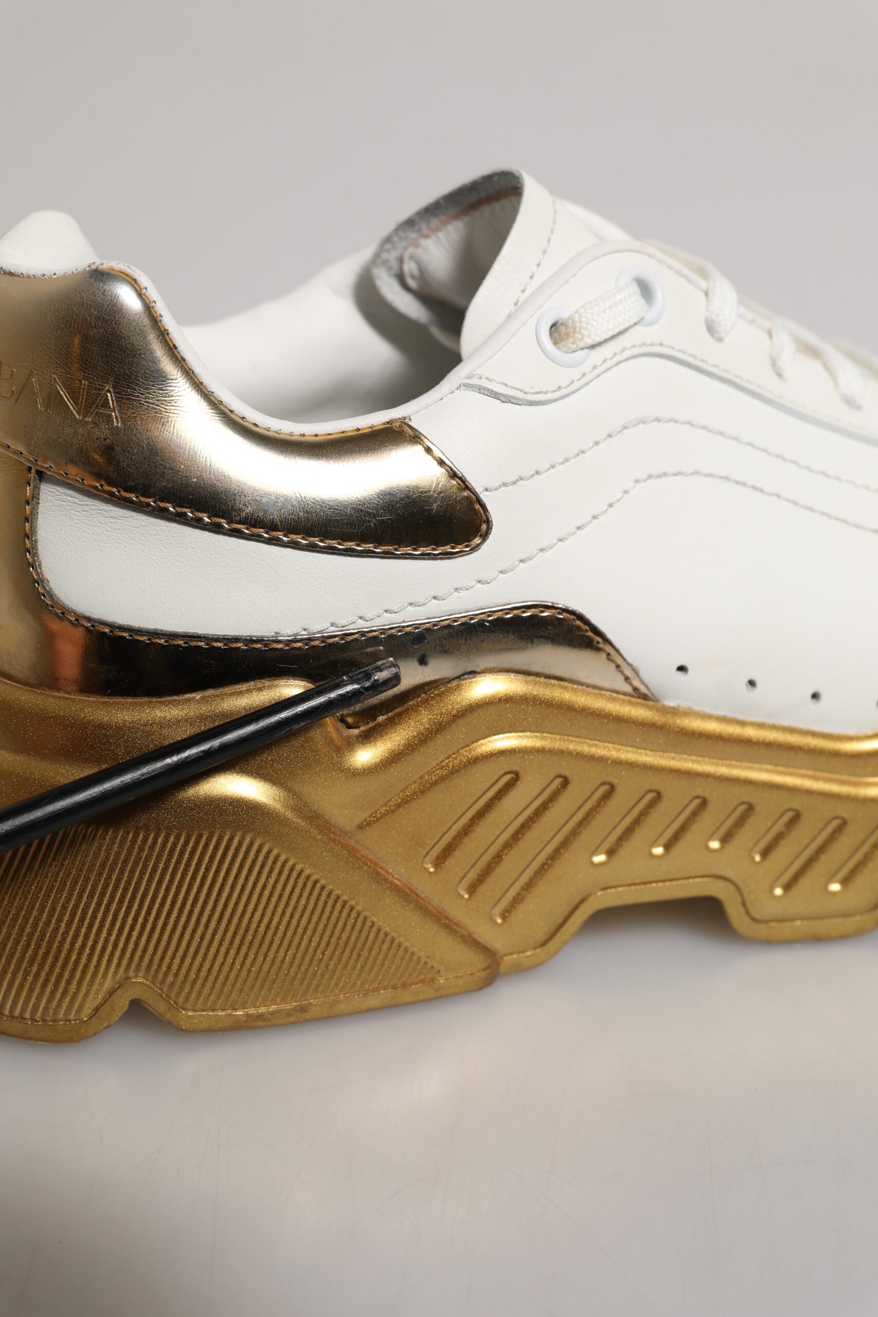 Dolce & Gabbana White Gold Daymaster Low Top Sneakers Shoes | Regal Royce