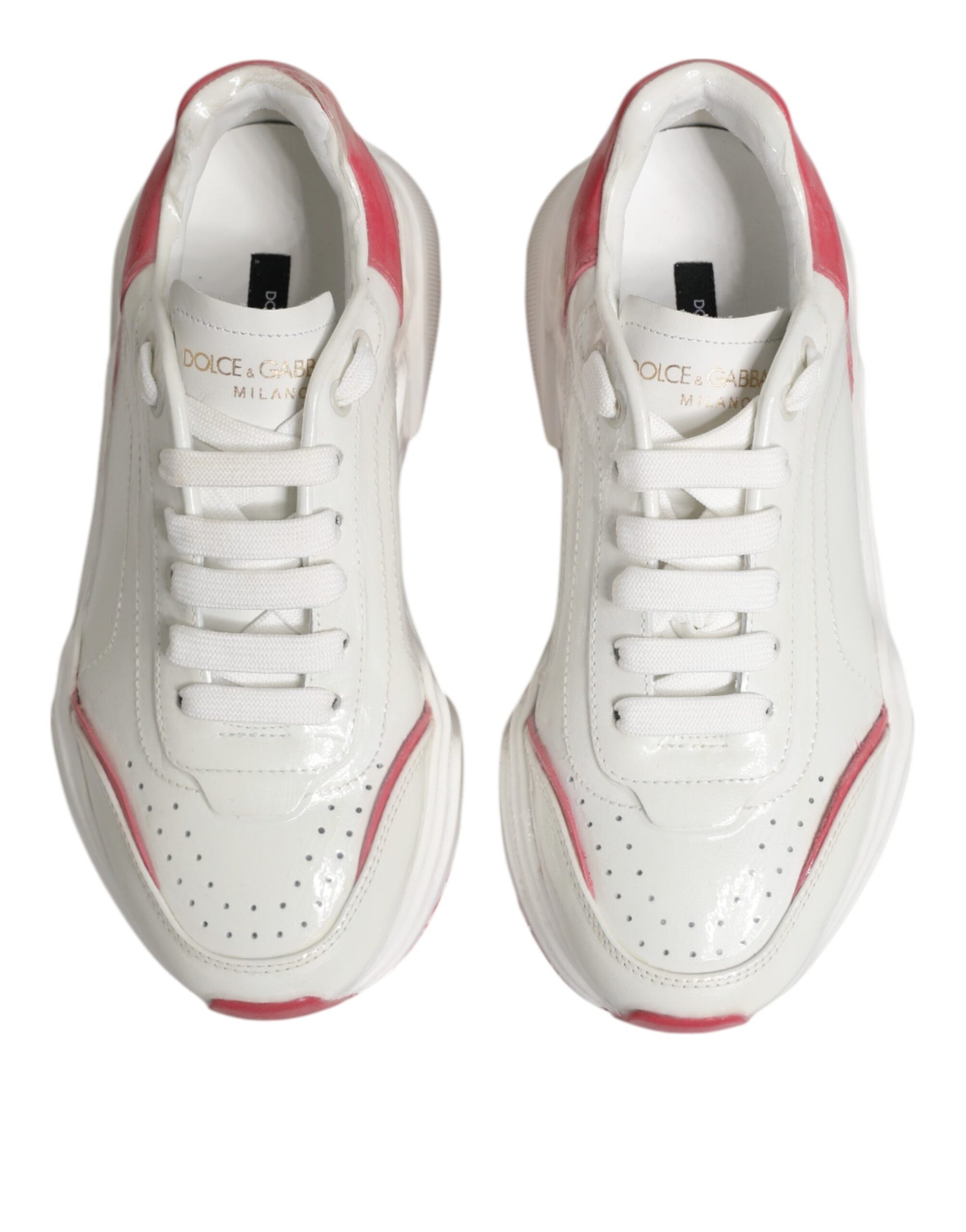 Dolce & Gabbana White Pink Daymaster Low Top Sneakers Shoes | Regal Royce