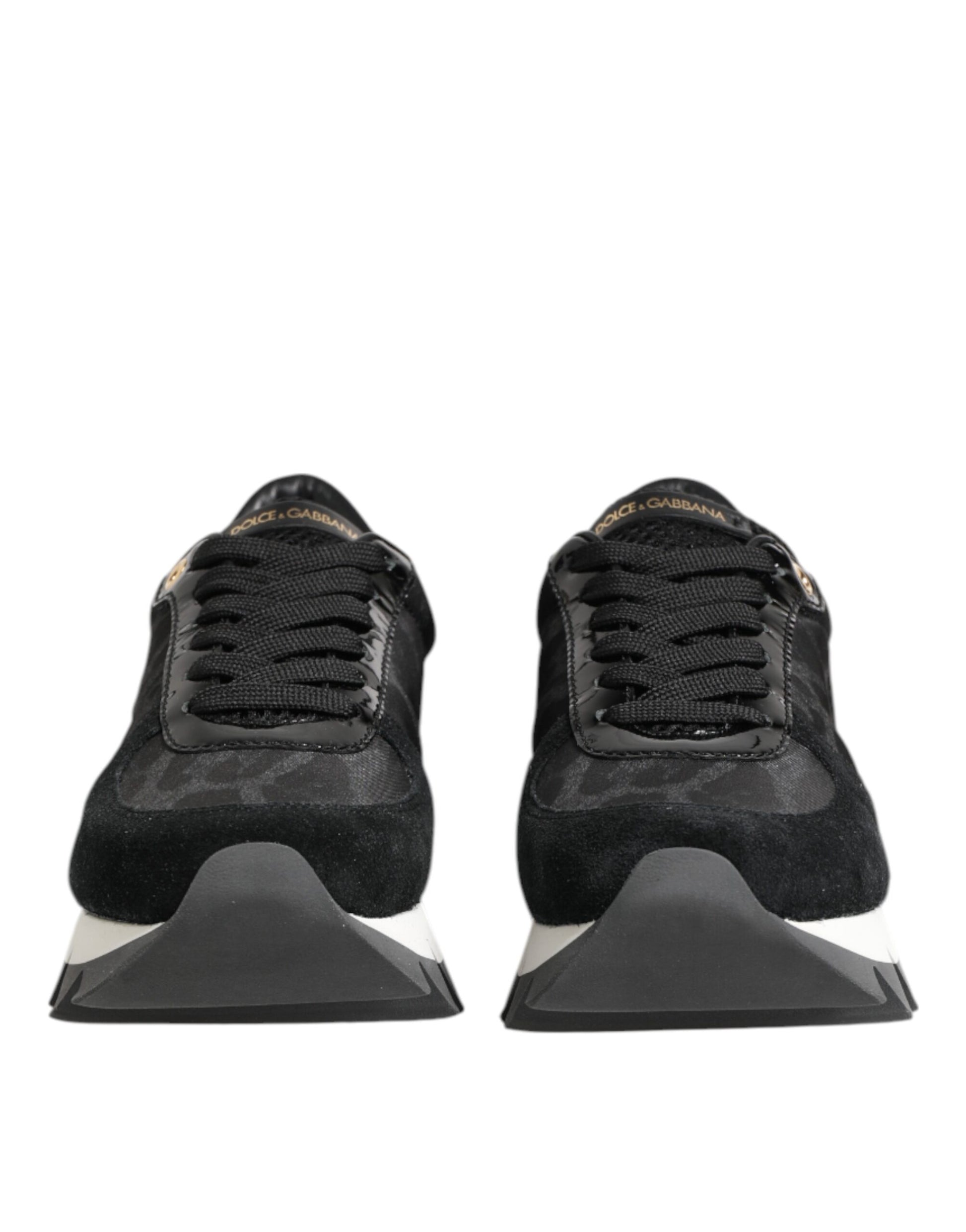 Dolce & Gabbana Black Gray Leopard Low Top Sneakers Shoes
