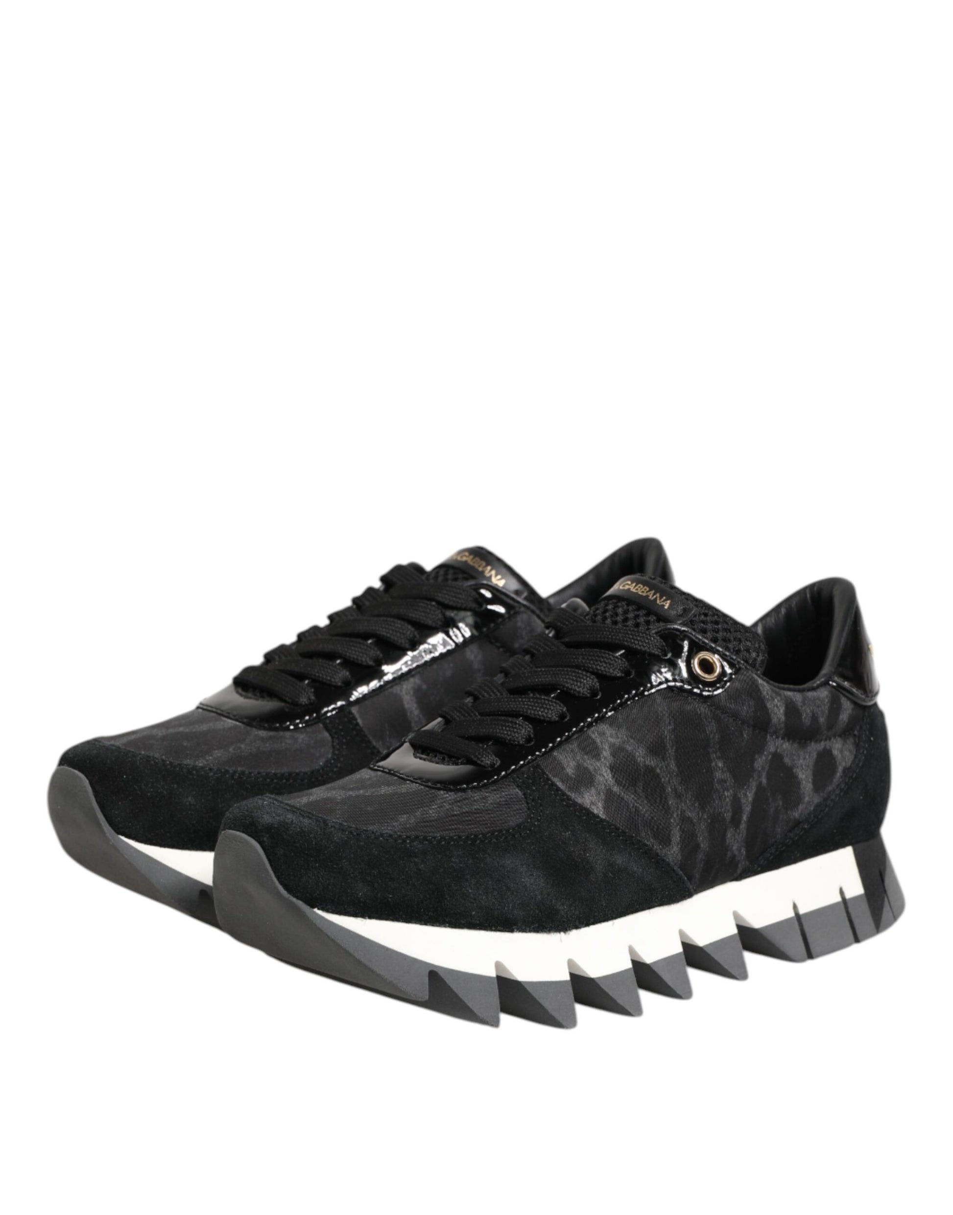Dolce & Gabbana Black Gray Leopard Low Top Sneakers Shoes