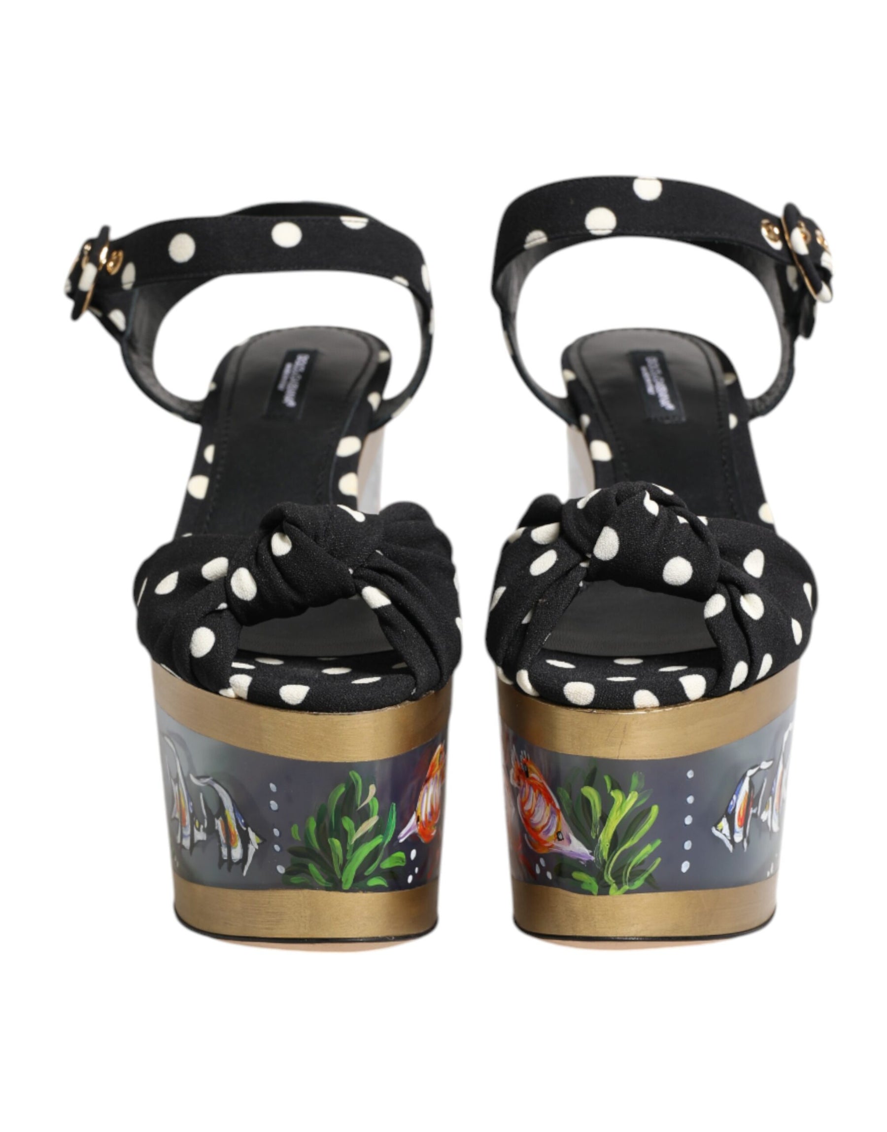 Dolce & Gabbana Multicolor Fish Polka Dot Wedge Sandals Shoes | Regal Royce