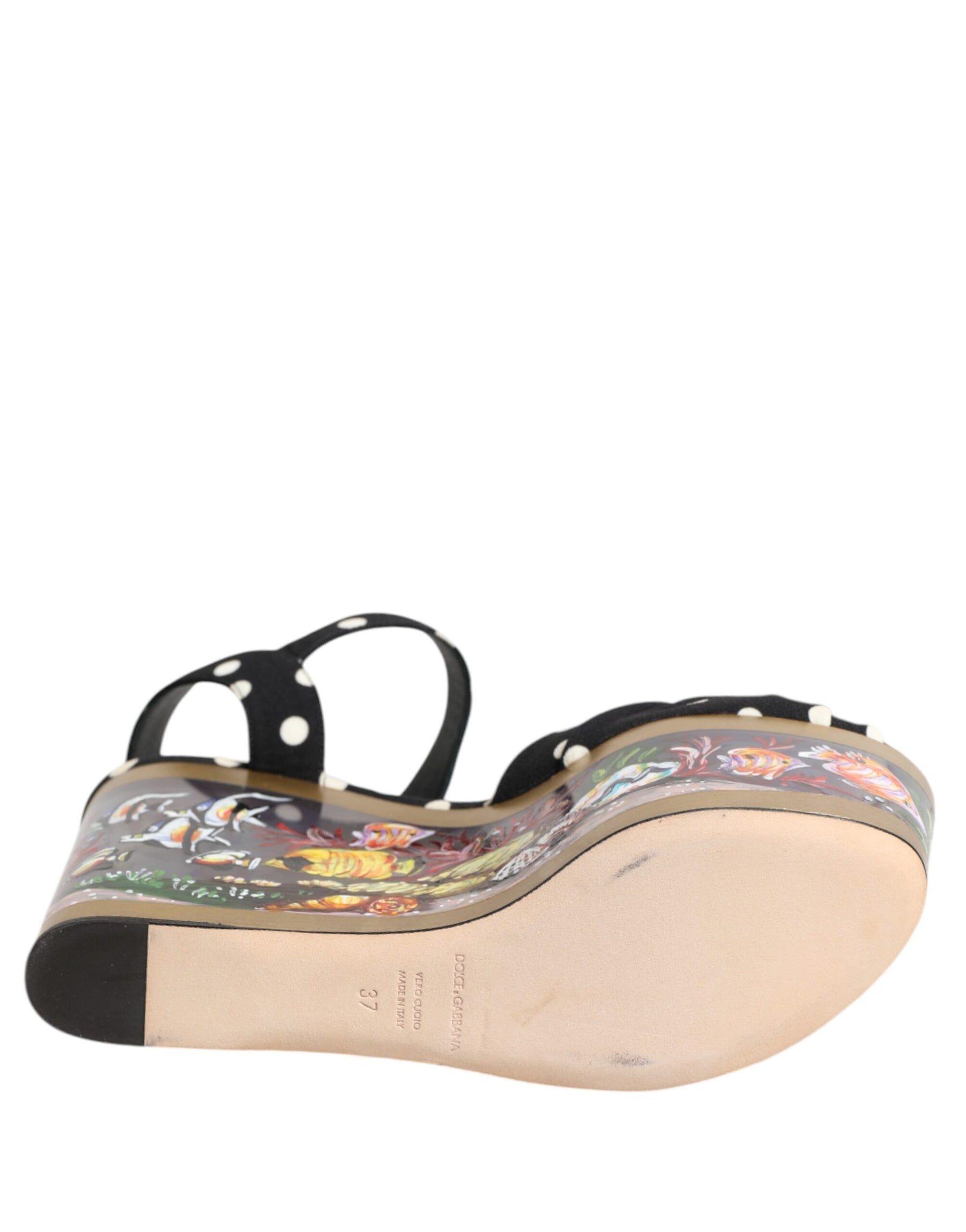 Dolce & Gabbana Multicolor Fish Polka Dot Wedge Sandals Shoes | Regal Royce