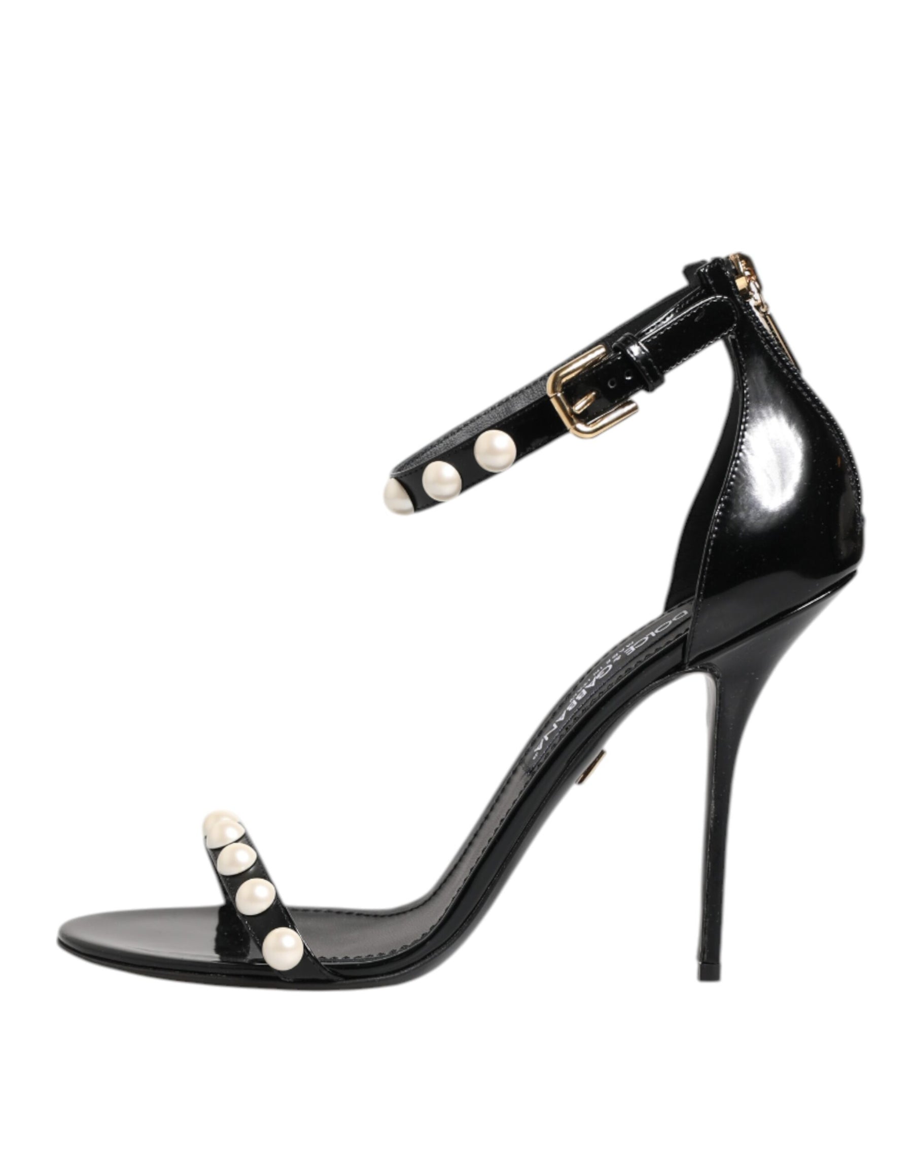 Dolce & Gabbana Black KEIRA Pearl Embellished Sandals Shoes | Regal Royce