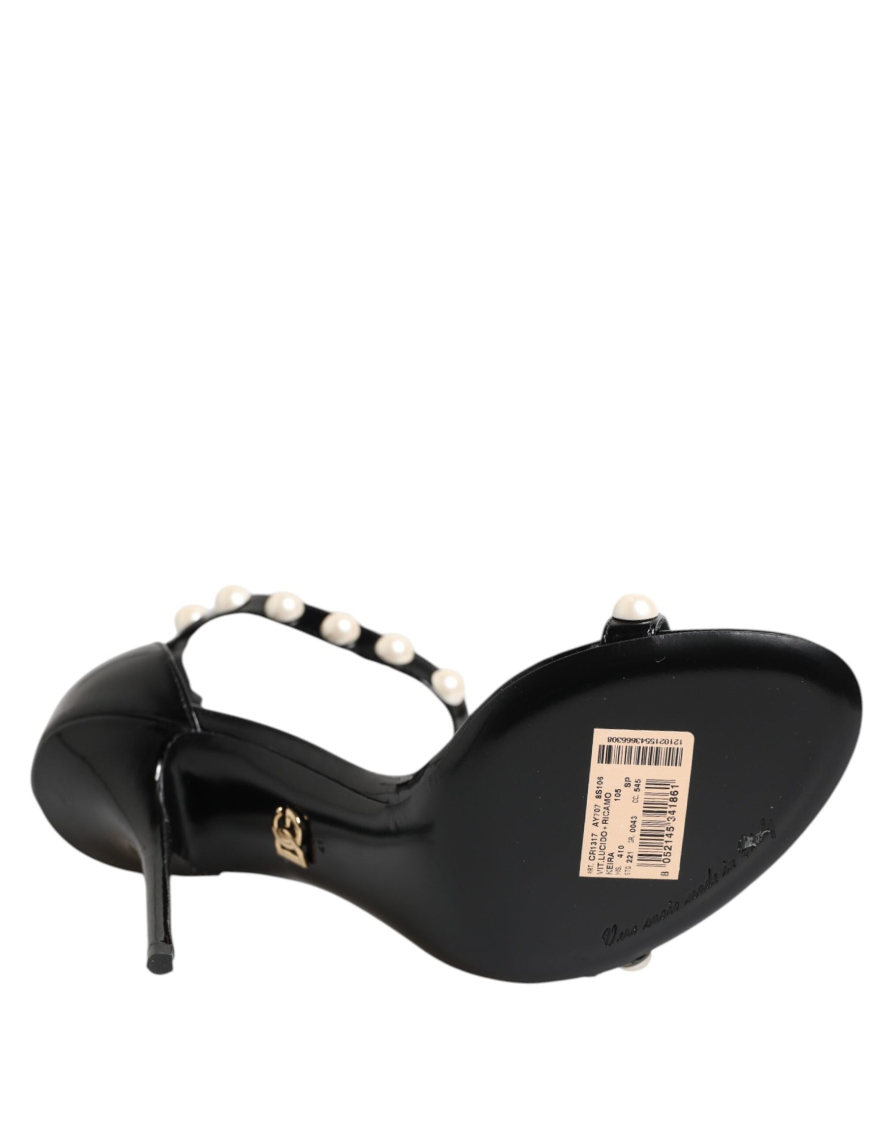 Dolce & Gabbana Black KEIRA Pearl Embellished Sandals Shoes | Regal Royce