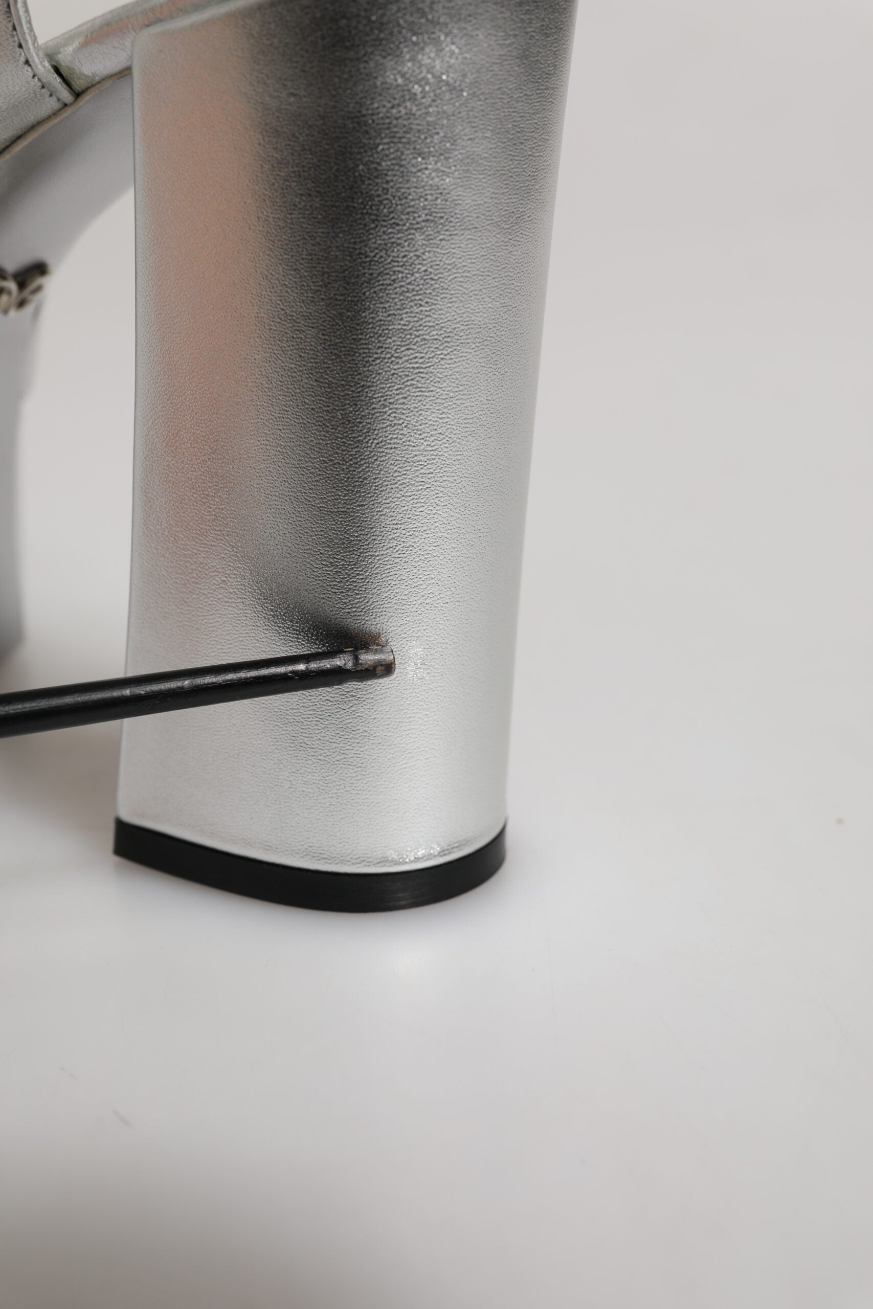 Dolce & Gabbana Silver Logo Ankle Strap Heels Sandals Shoes | Regal Royce