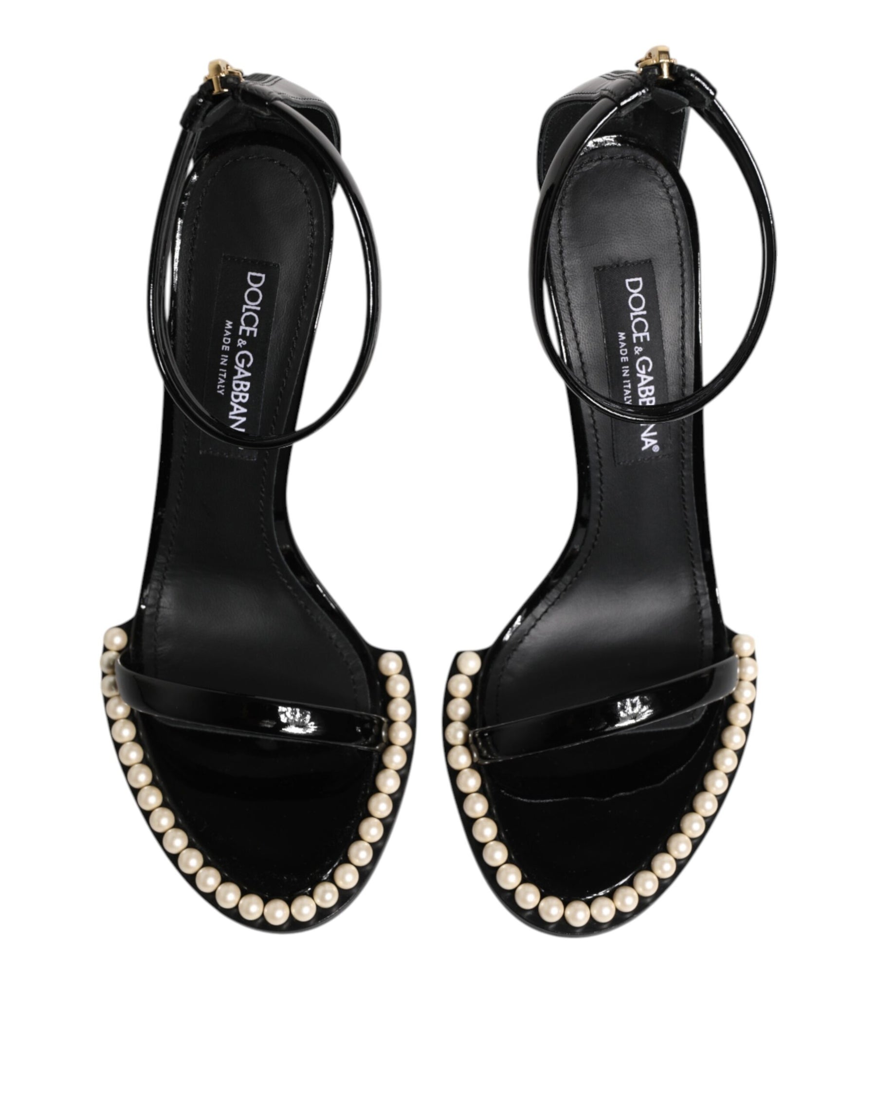 Dolce & Gabbana Black KEIRA Pearl Embellished Sandals Shoes | Regal Royce