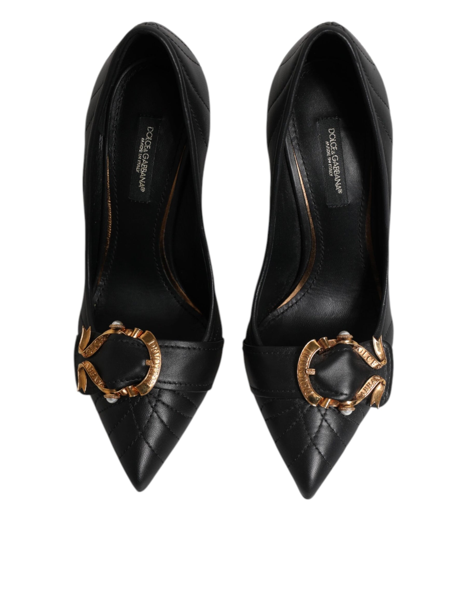 Dolce & Gabbana Black Devotion Leather Heels Pumps Shoes | Regal Royce