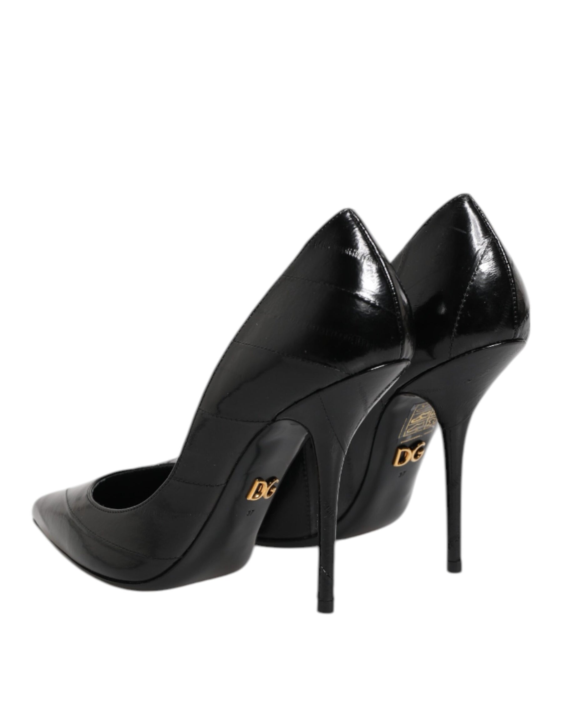 Dolce & Gabbana Black Leather Stiletto High Heels Pumps Shoes | Regal Royce