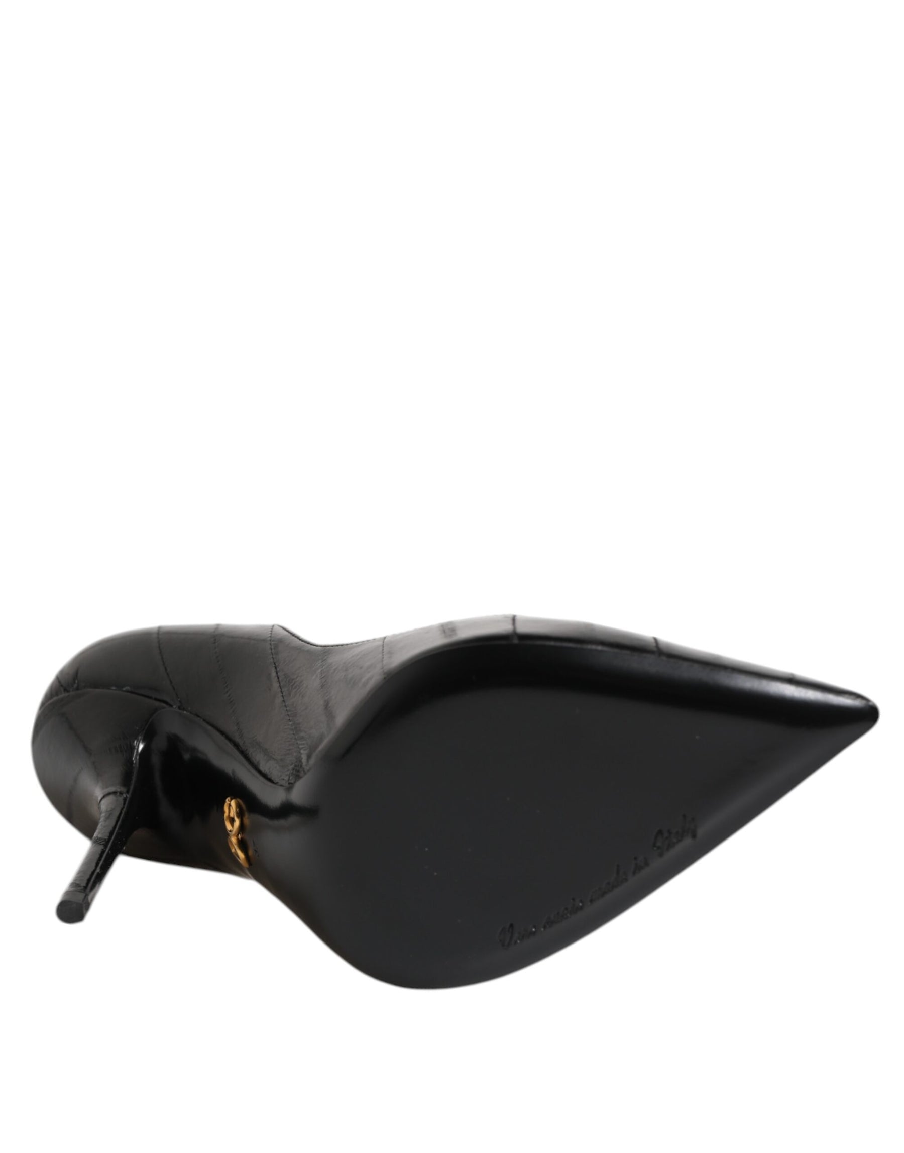 Dolce & Gabbana Black Leather Stiletto High Heels Pumps Shoes | Regal Royce