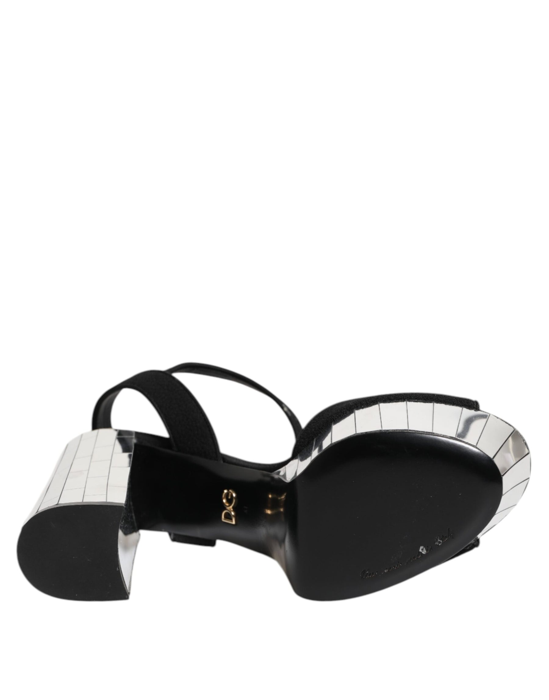 Dolce & Gabbana Black Crystal Ankle Strap Keira Sandal Shoes | Regal Royce