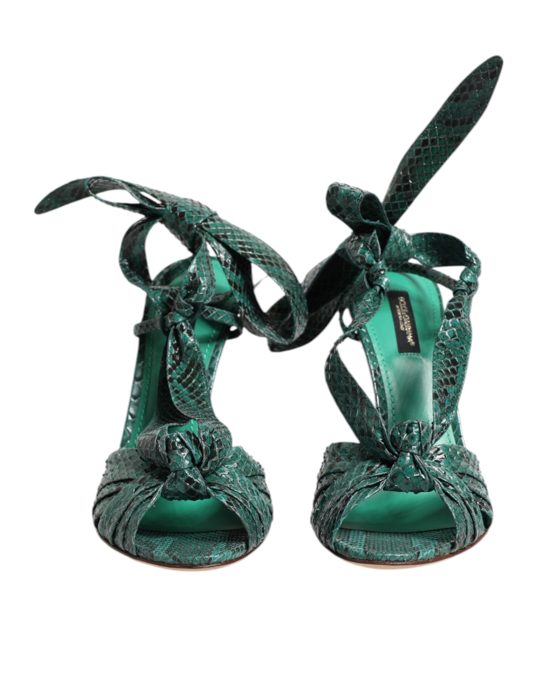 Dolce & Gabbana Green Python Leather Heels Sandals Shoes | Regal Royce