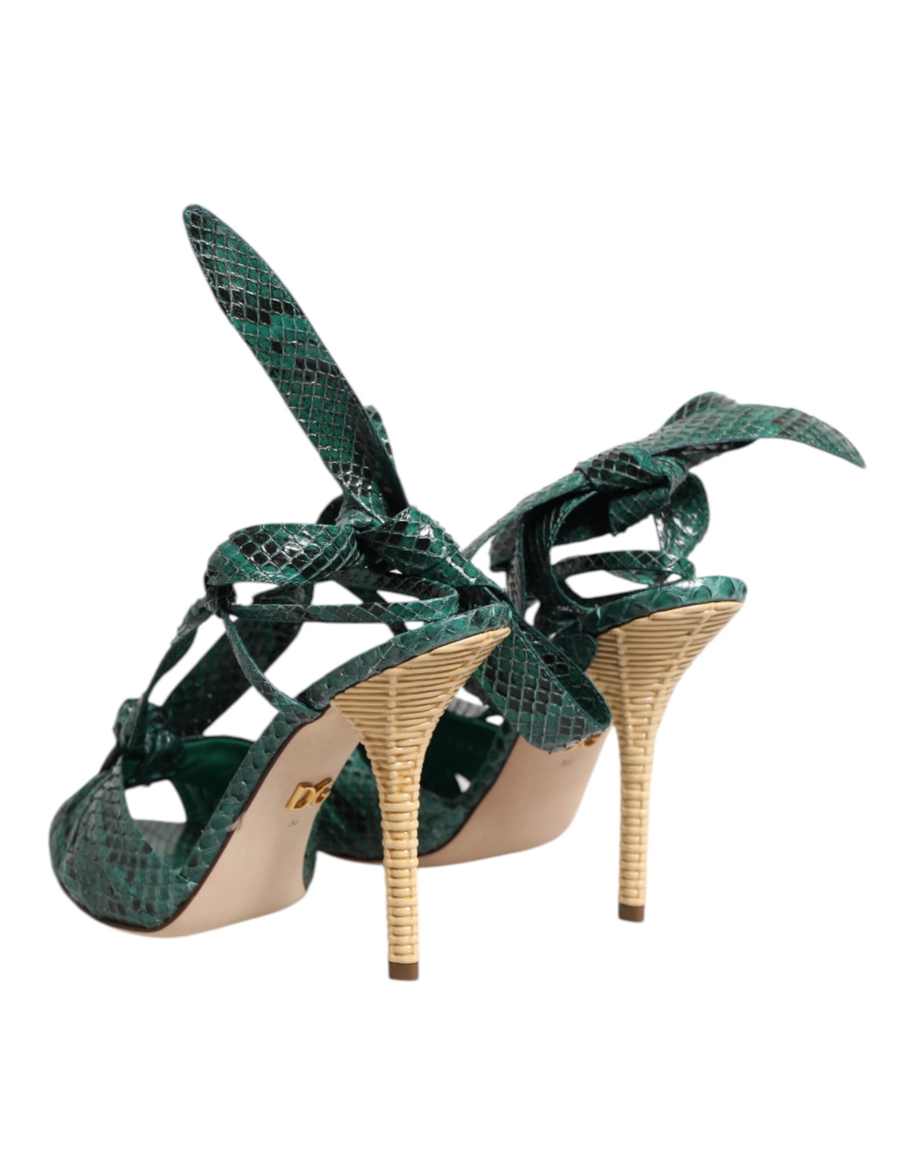 Dolce & Gabbana Green Python Leather Heels Sandals Shoes | Regal Royce