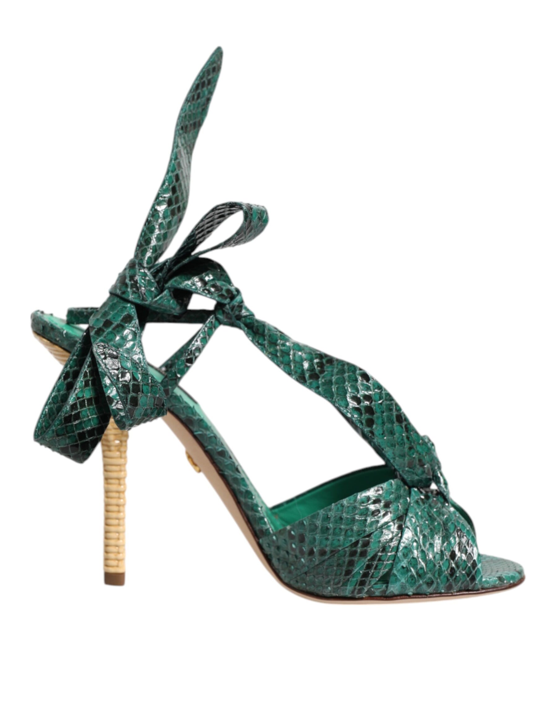 Dolce & Gabbana Green Python Leather Heels Sandals Shoes | Regal Royce