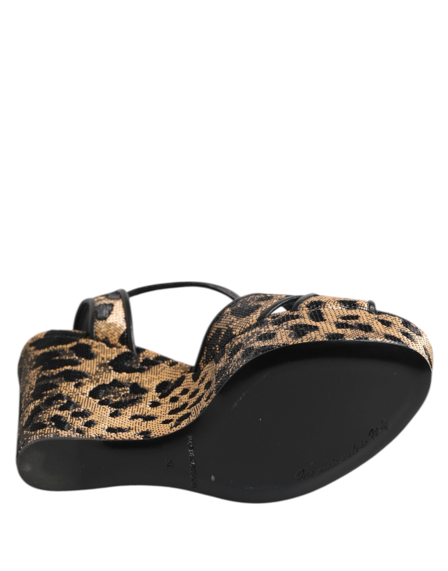 Dolce & Gabbana Brown Leopard Wedges Ankle Strap Sandals Shoes | Regal Royce