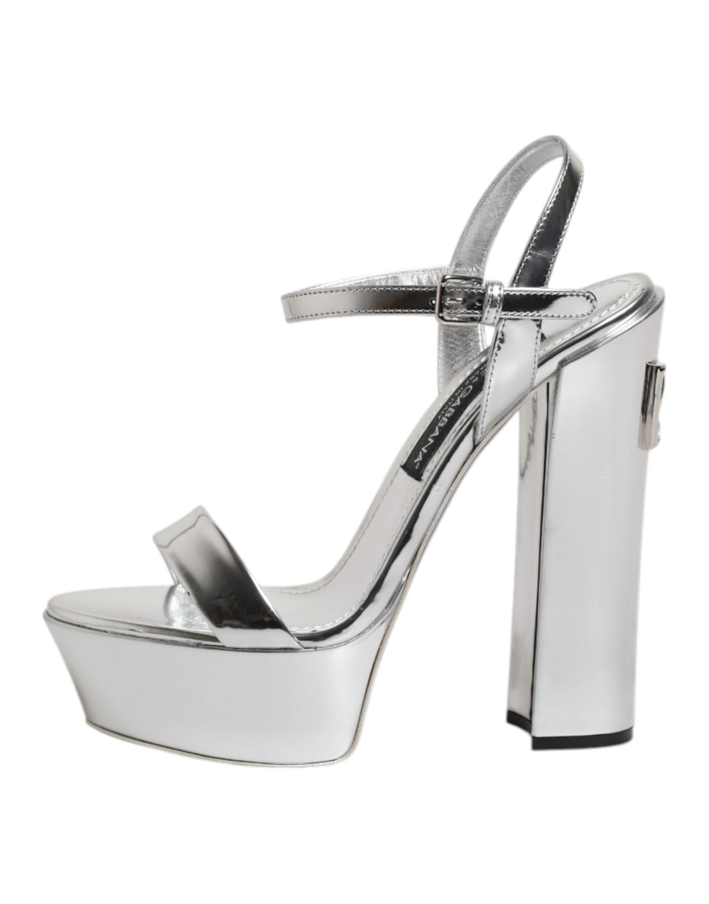 Dolce & Gabbana Silver Leather Platform Keira Sandals Shoes