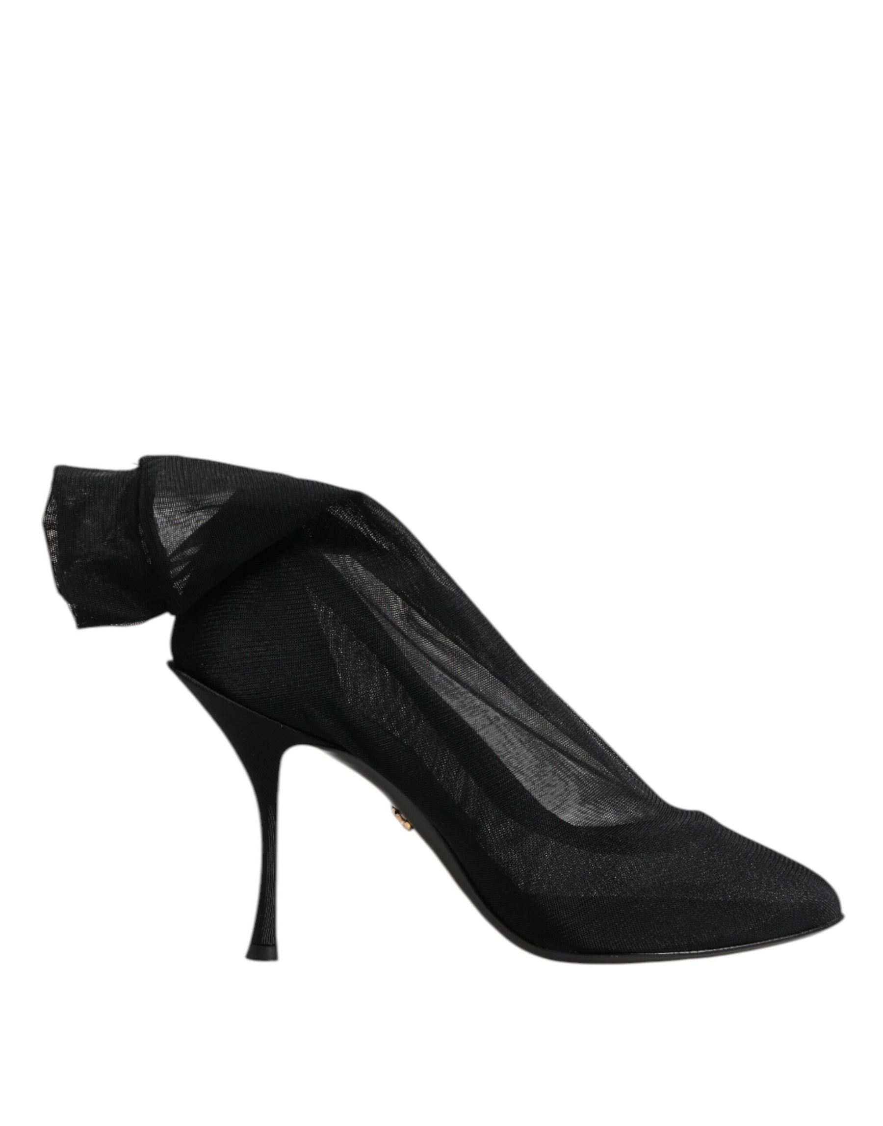 Dolce & Gabbana Black Silk Stretch Mesh Sock Boots Shoes | Regal Royce