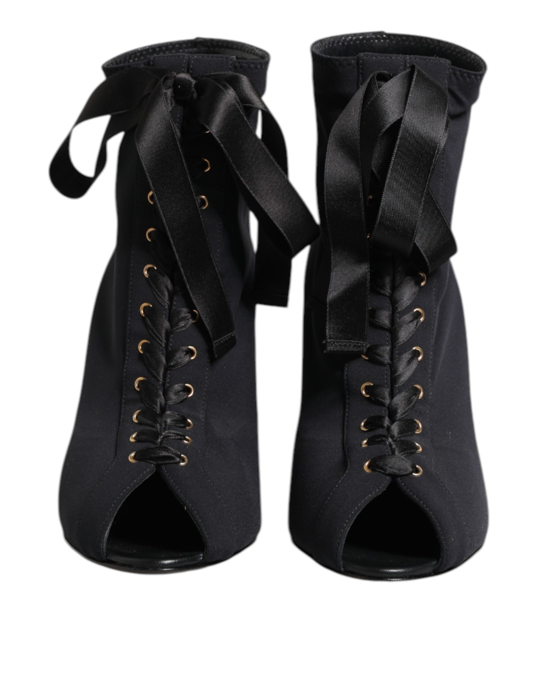 Dolce & Gabbana Black Stiletto Heels Lace Up Boots Shoes | Regal Royce