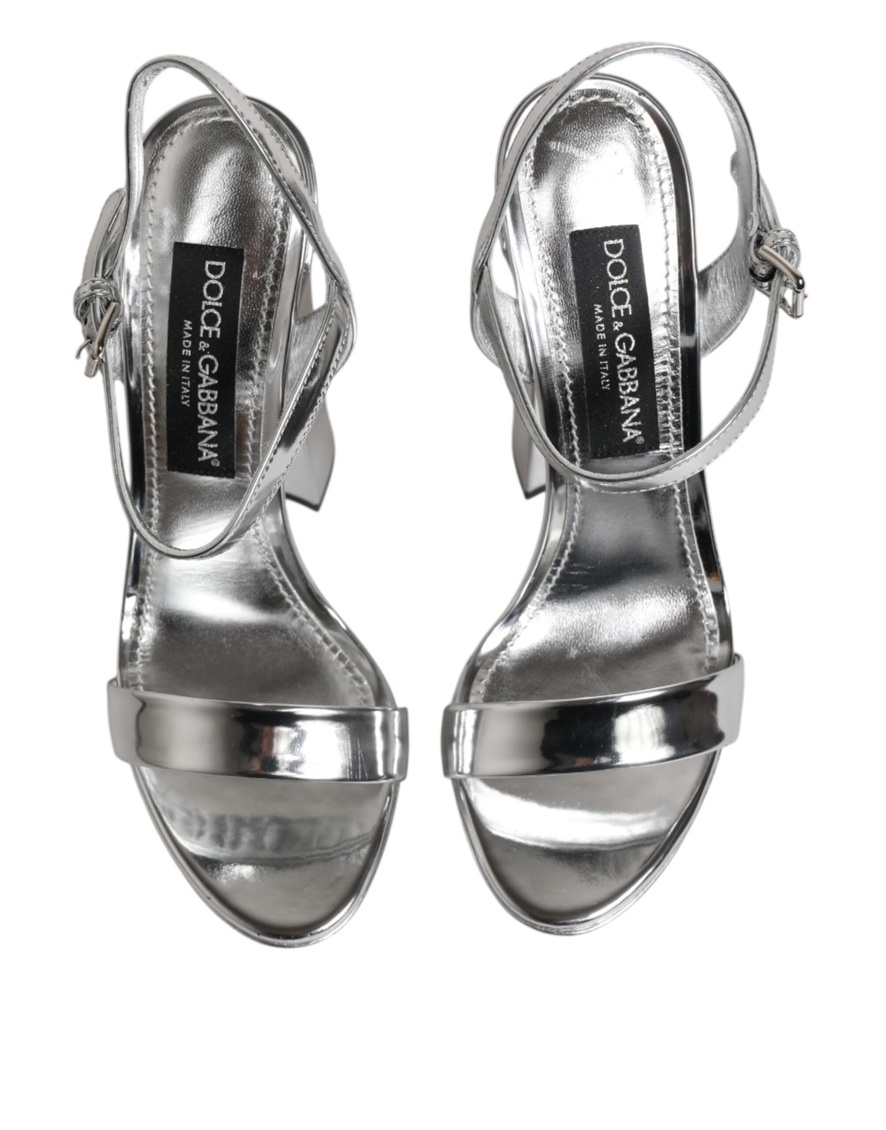 Dolce & Gabbana Silver Leather Platform Keira Sandals Shoes | Regal Royce